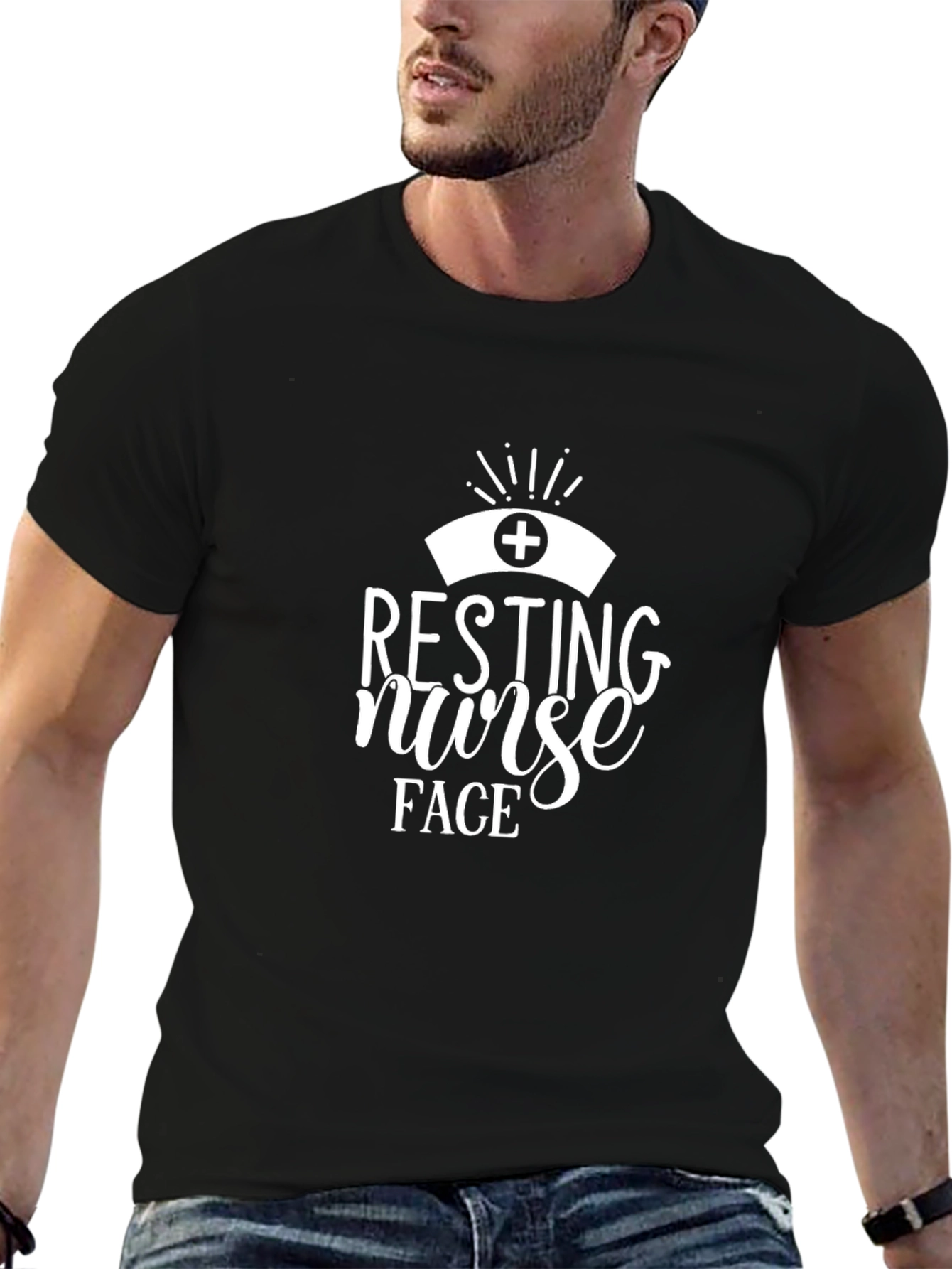 Resting Nurse Face Graphic Tee - Black