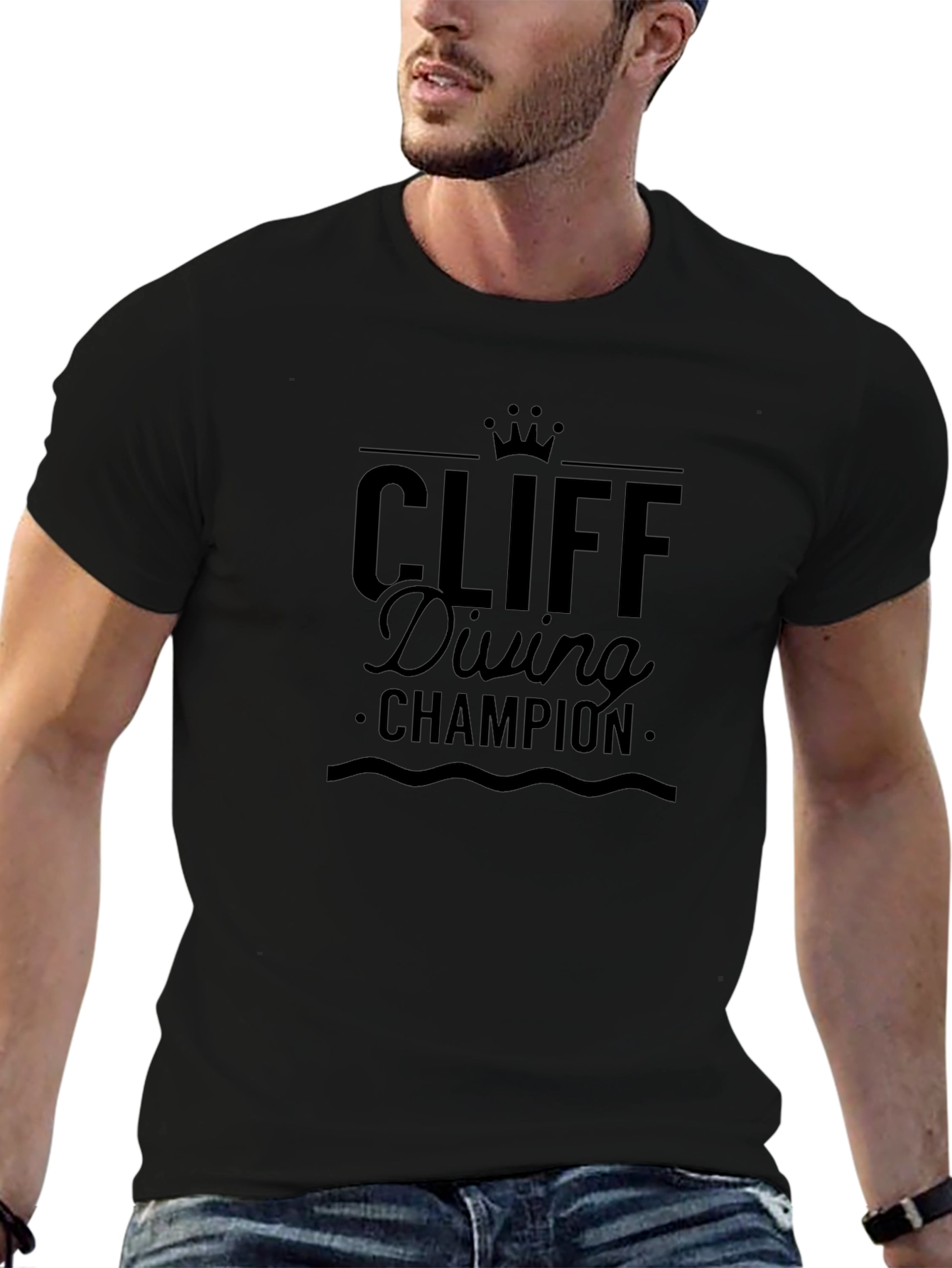 Cliff Diving Champion Black T-Shirt