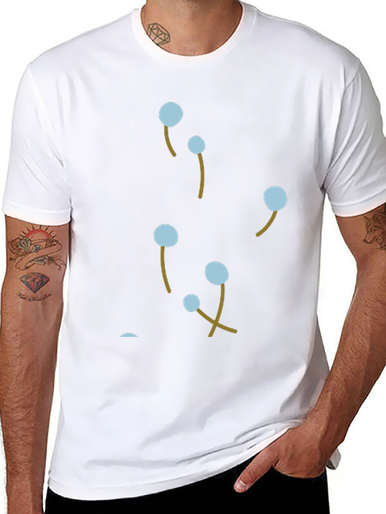 Modern Black T-Shirt with Abstract Floral Design