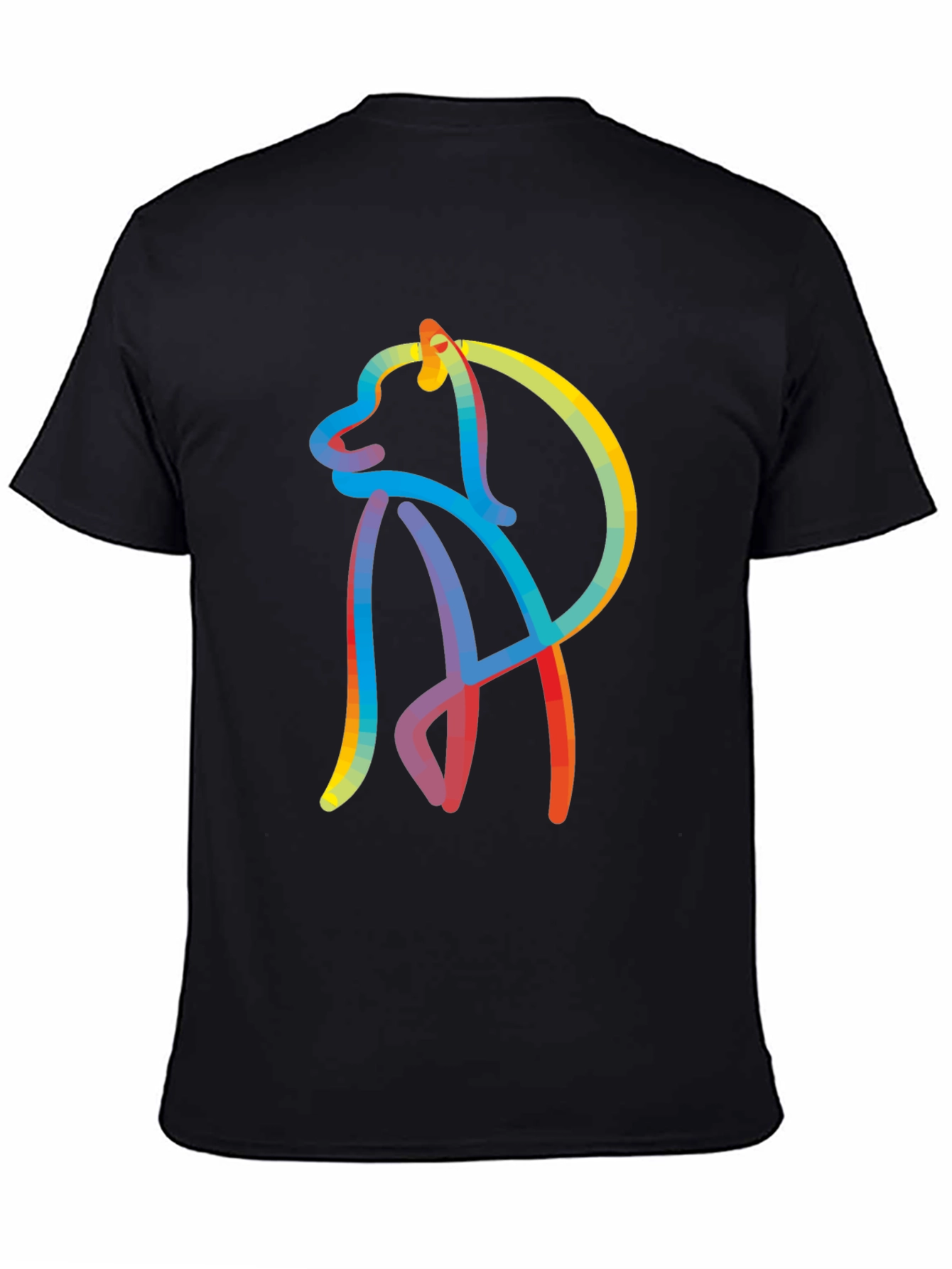 Abstract Dog Graphic Tee - Stylish Mens Black T-Shirt