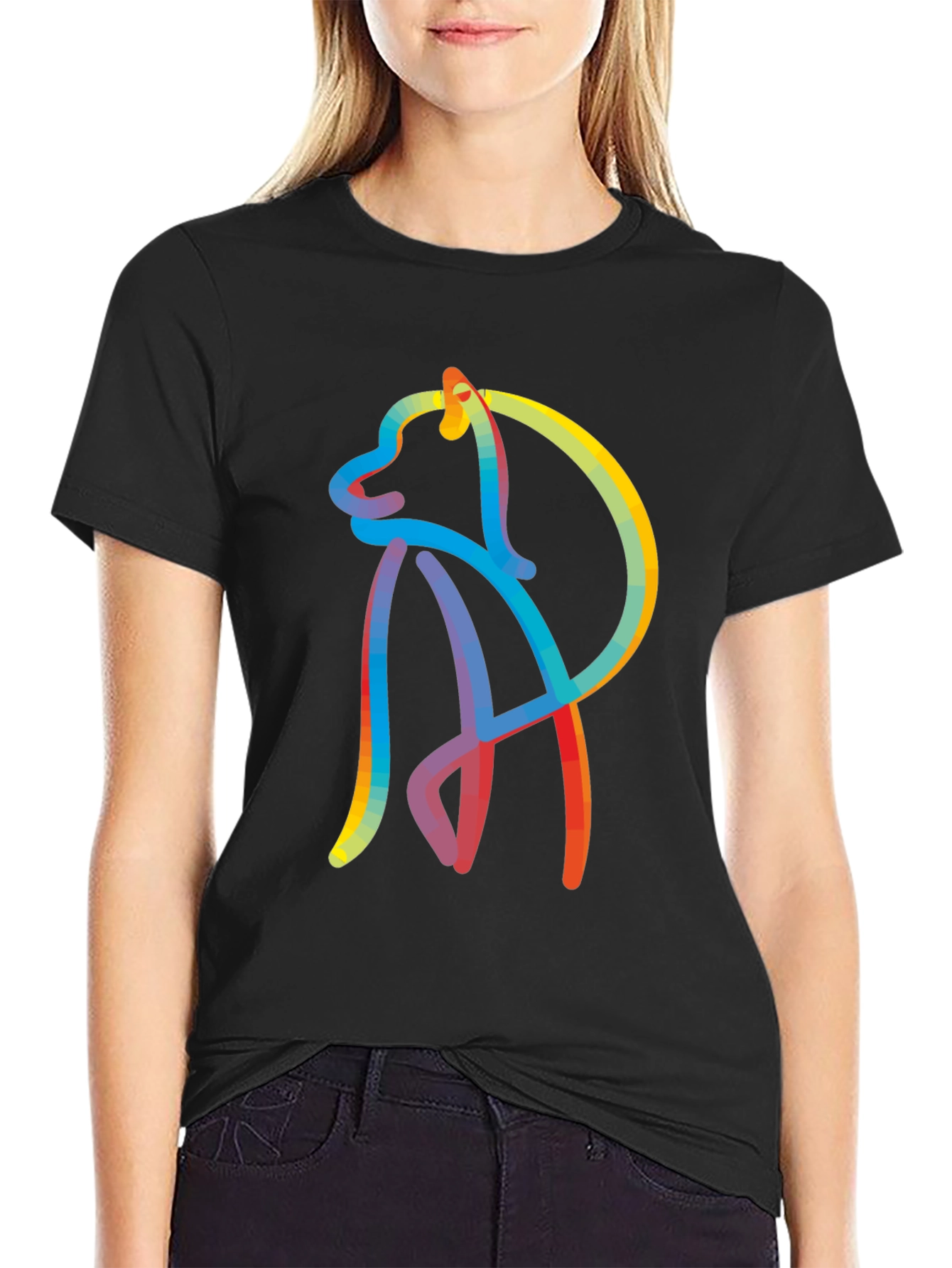 Abstract Dog Graphic Tee - Stylish Mens Black T-Shirt