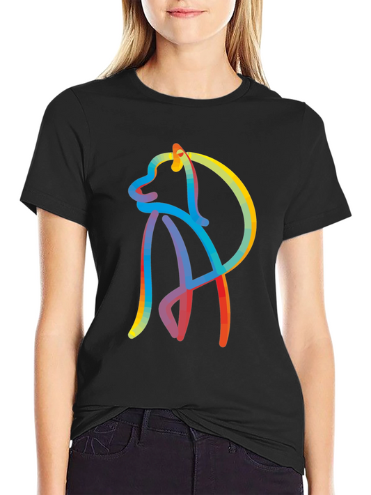 Abstract Dog Graphic Tee - Stylish Mens Black T-Shirt