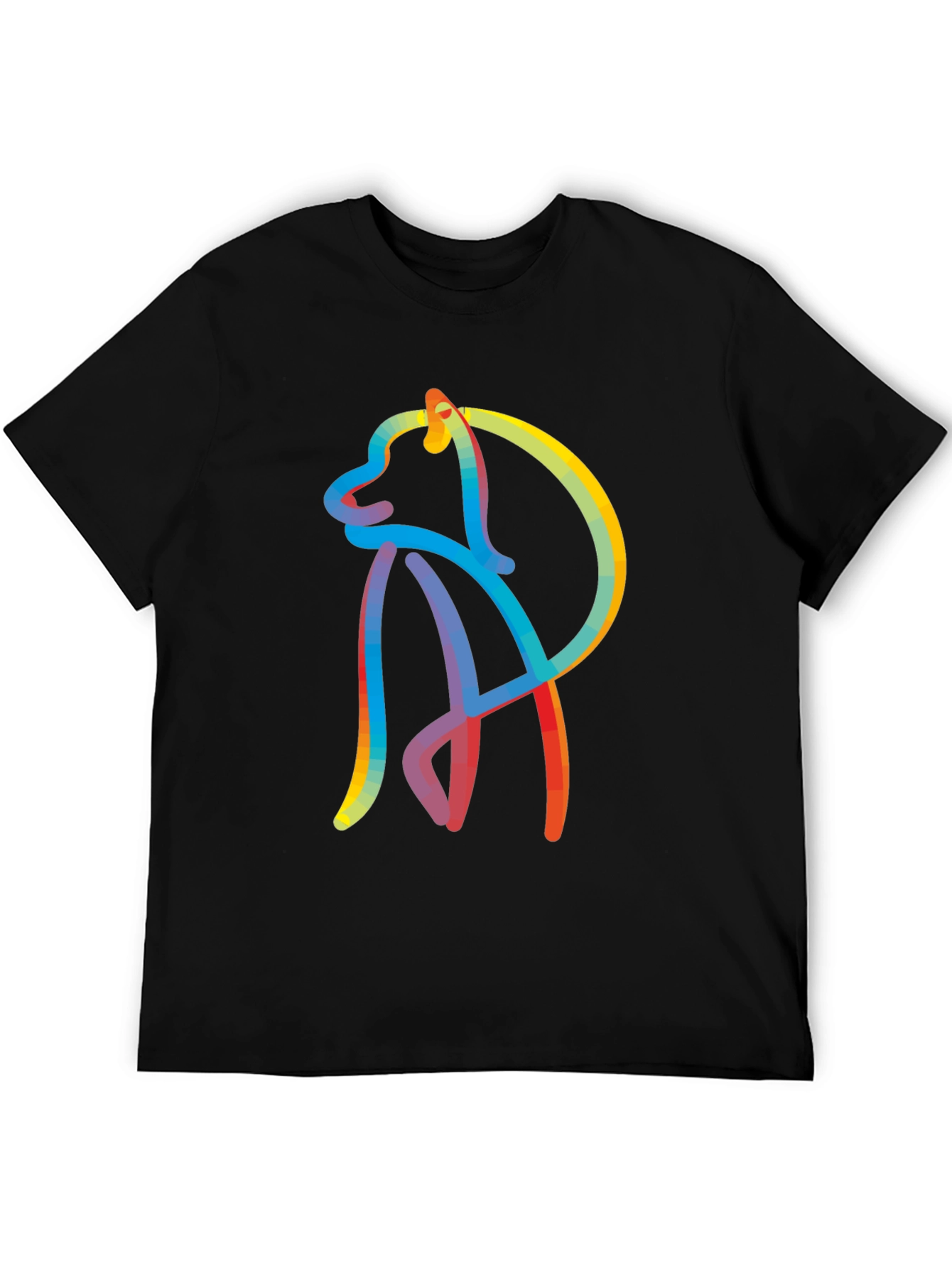 Abstract Dog Graphic Tee - Stylish Mens Black T-Shirt