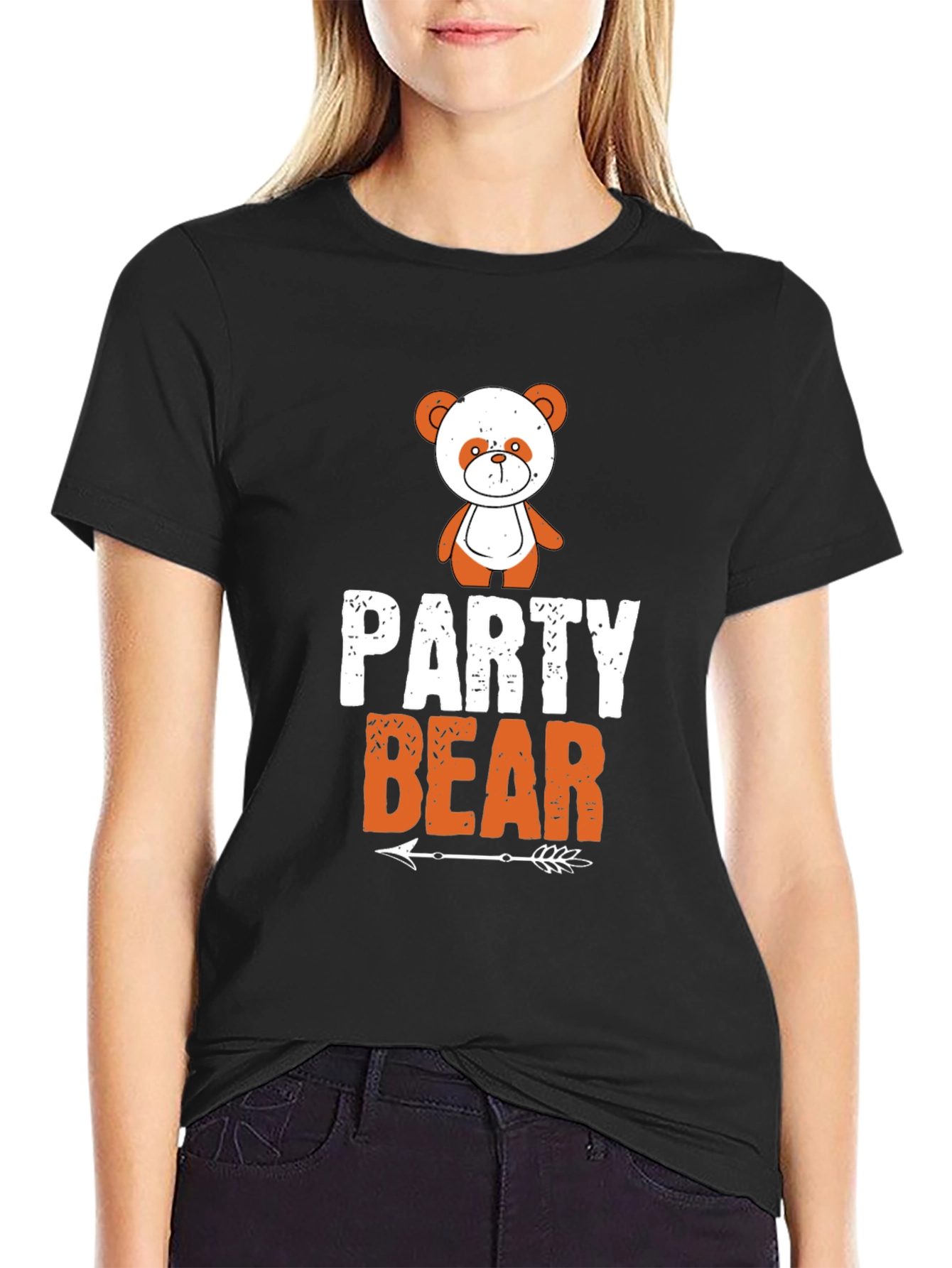 Party Bear Graphic Tee - Black Cotton T-Shirt