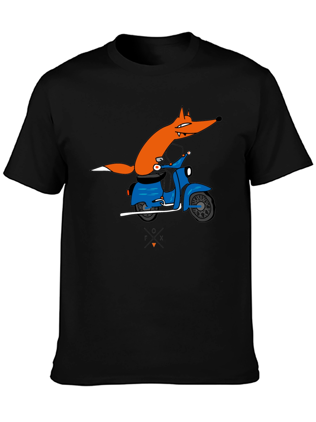 Fox on Scooter Graphic T-Shirt - Black