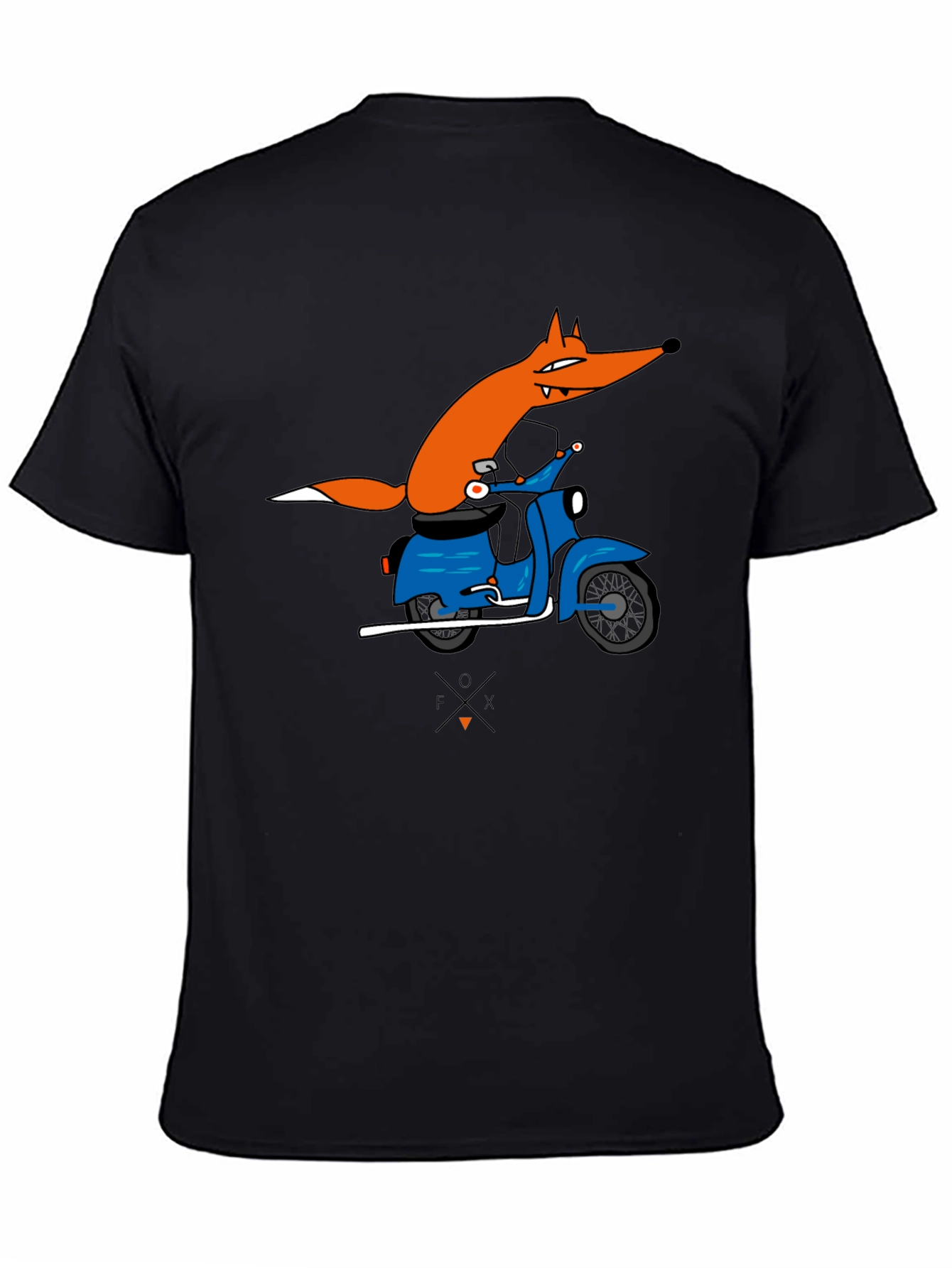 Fox on Scooter Graphic T-Shirt - Black