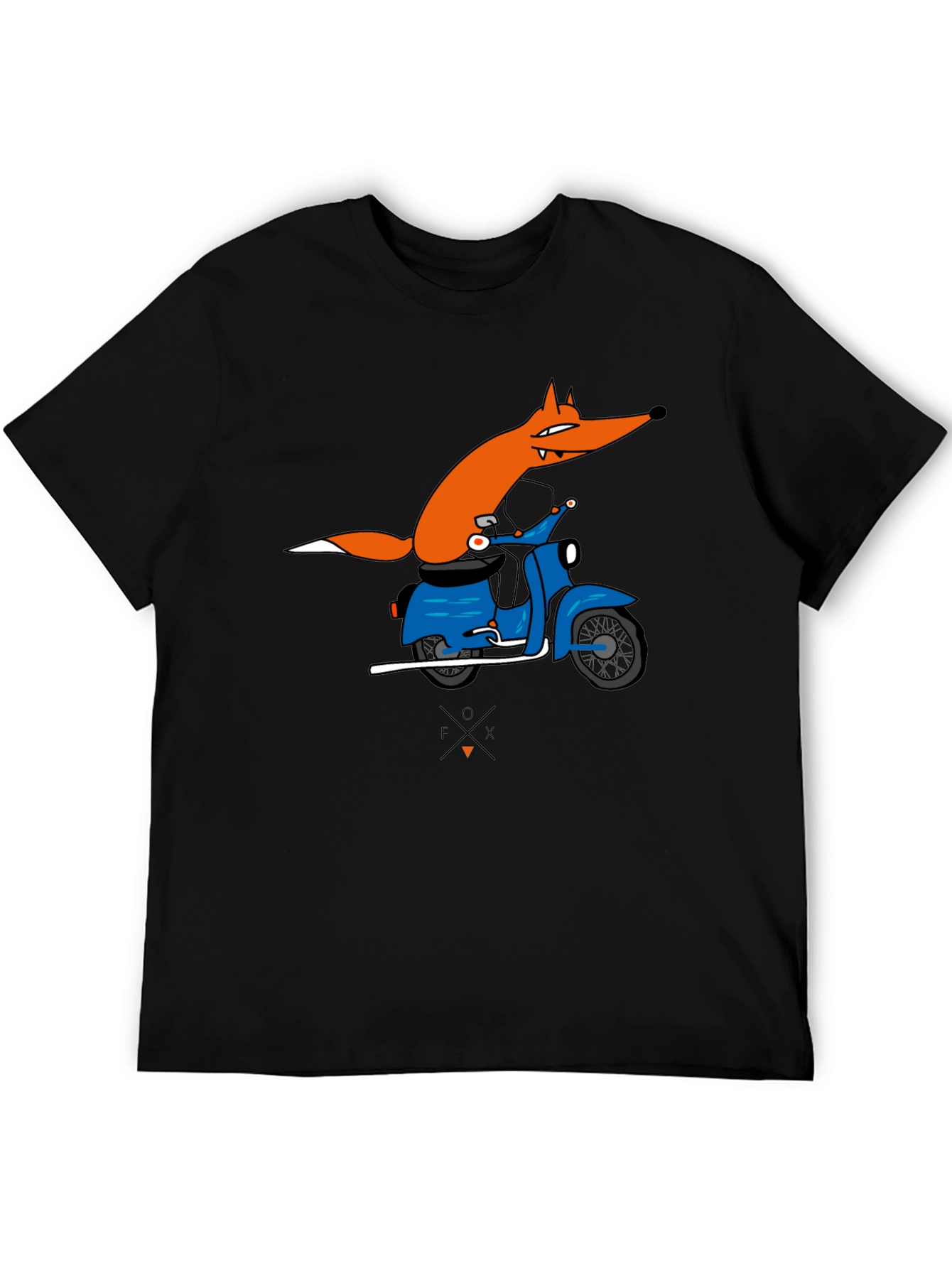 Fox on Scooter Graphic T-Shirt - Black