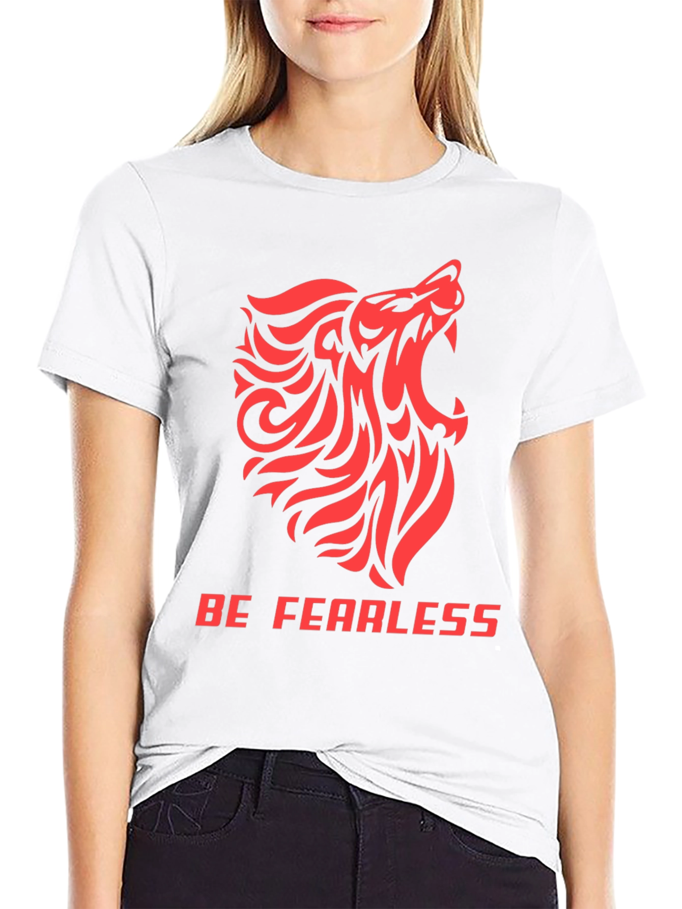 Be Fearless Graphic Tee - Tribal Lion Design