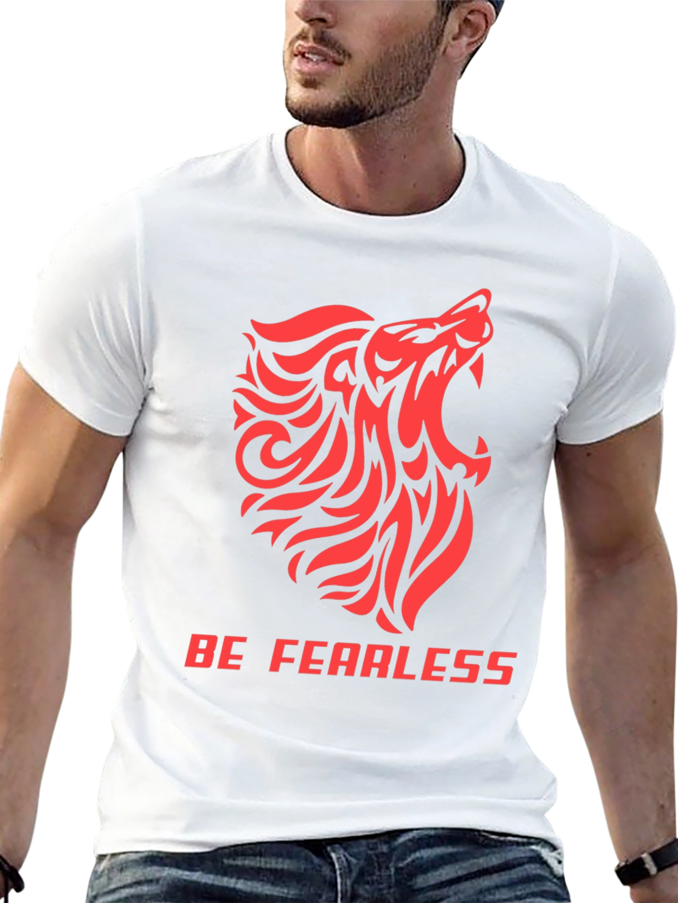 Be Fearless Graphic Tee - Tribal Lion Design