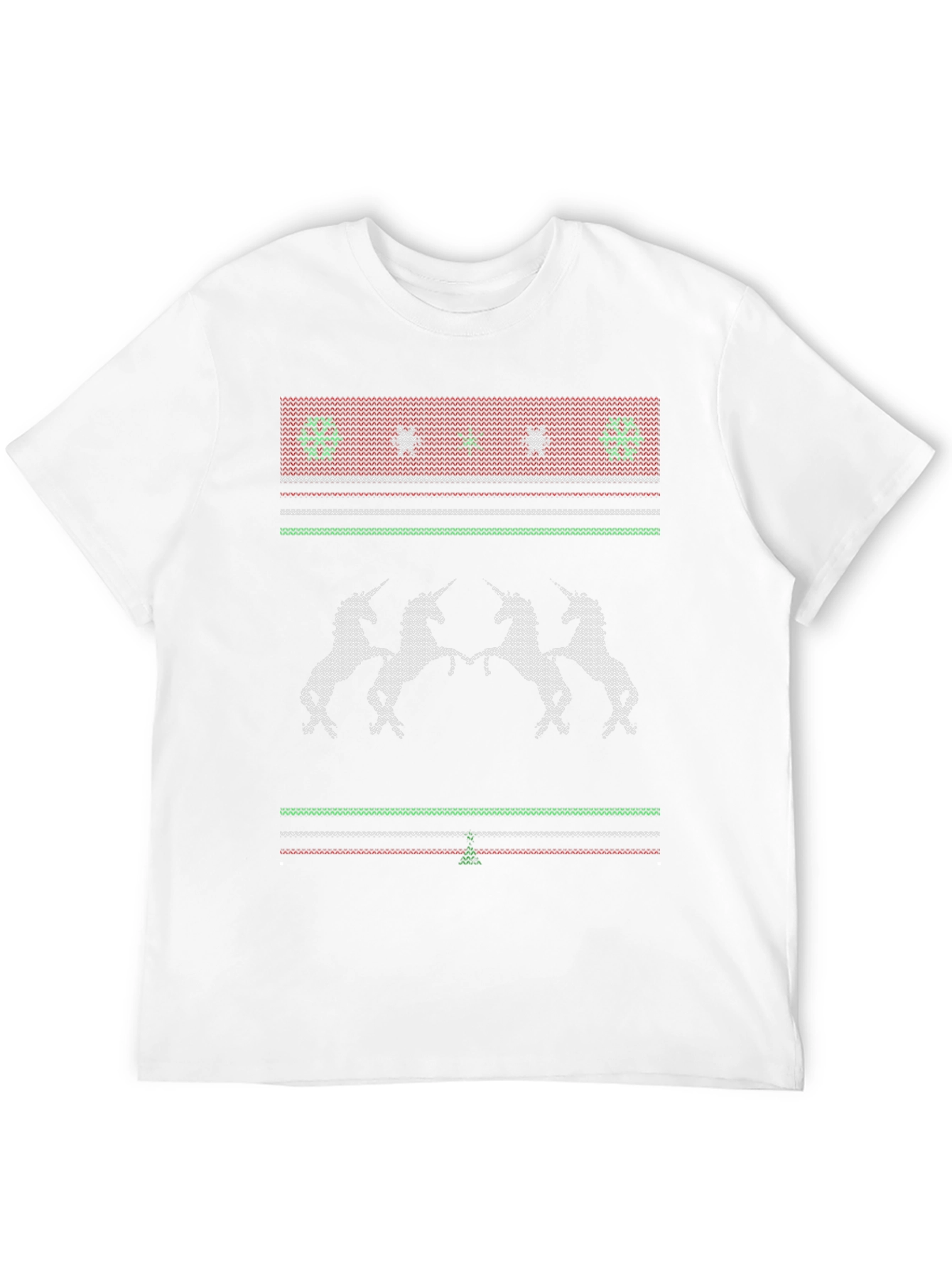 Unicorn Christmas Knitted Style T-Shirt