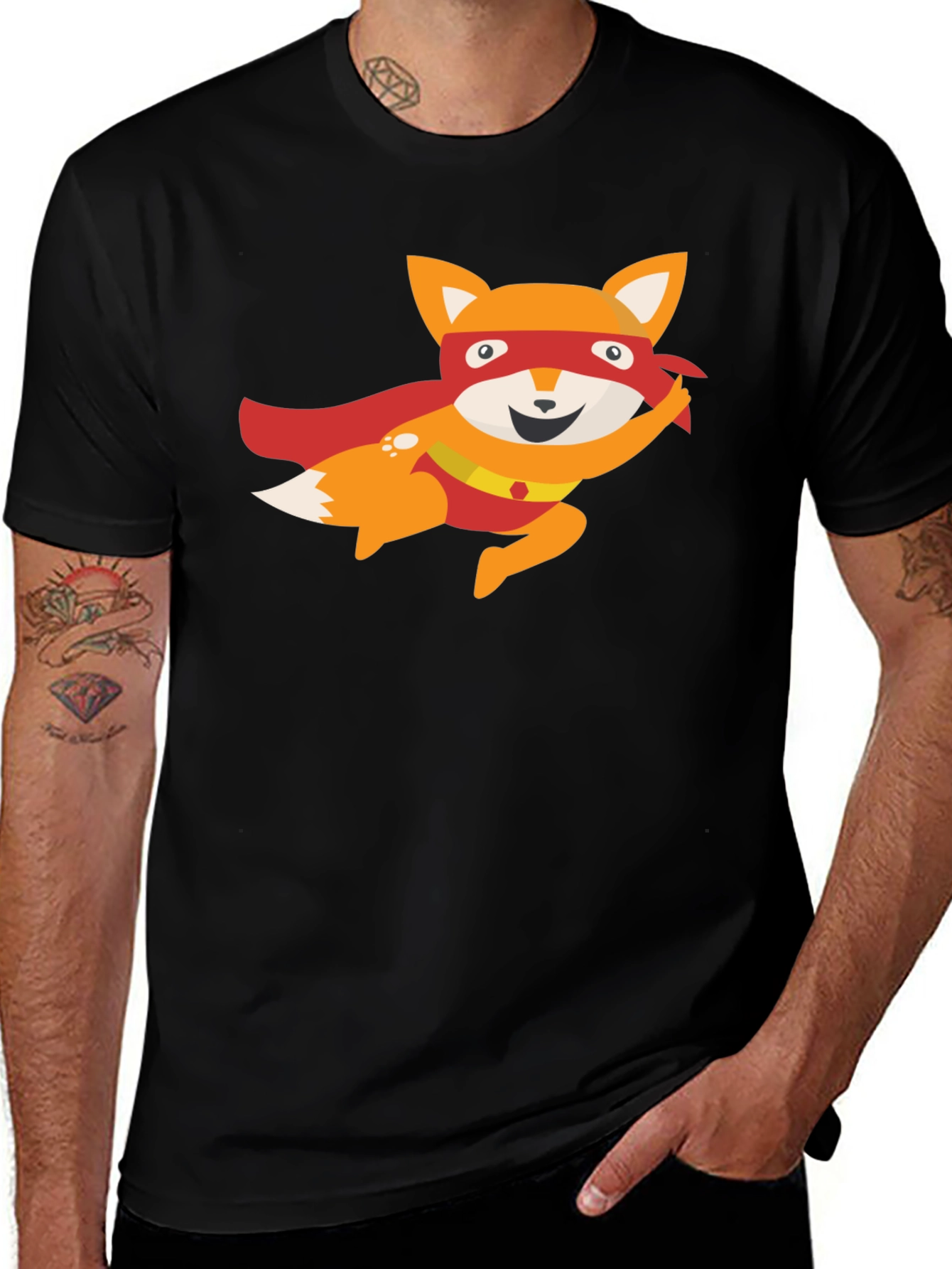 Superhero Fox Black T-Shirt