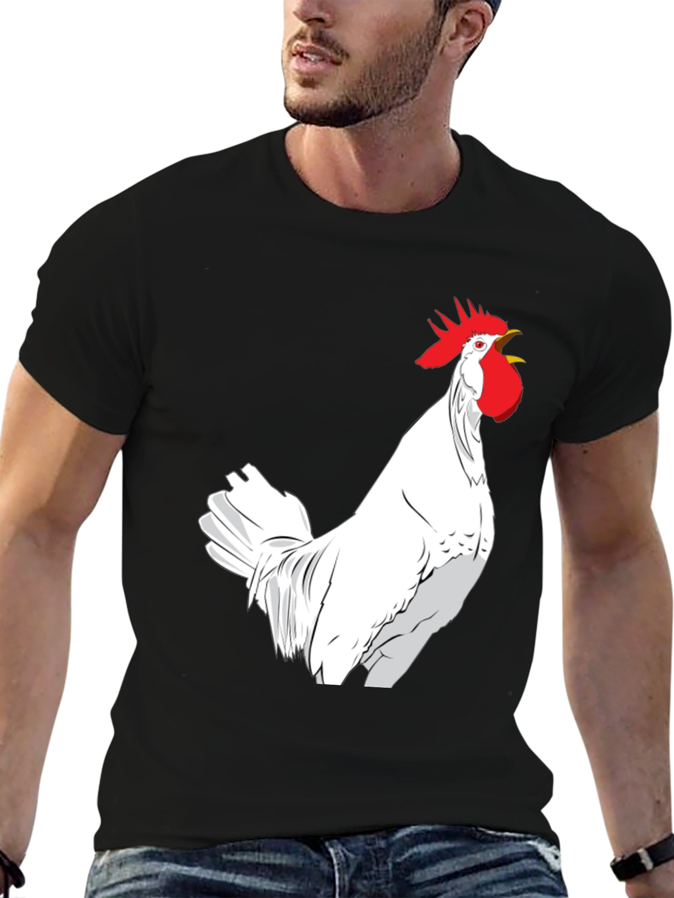 Rooster Graphic Black Tee