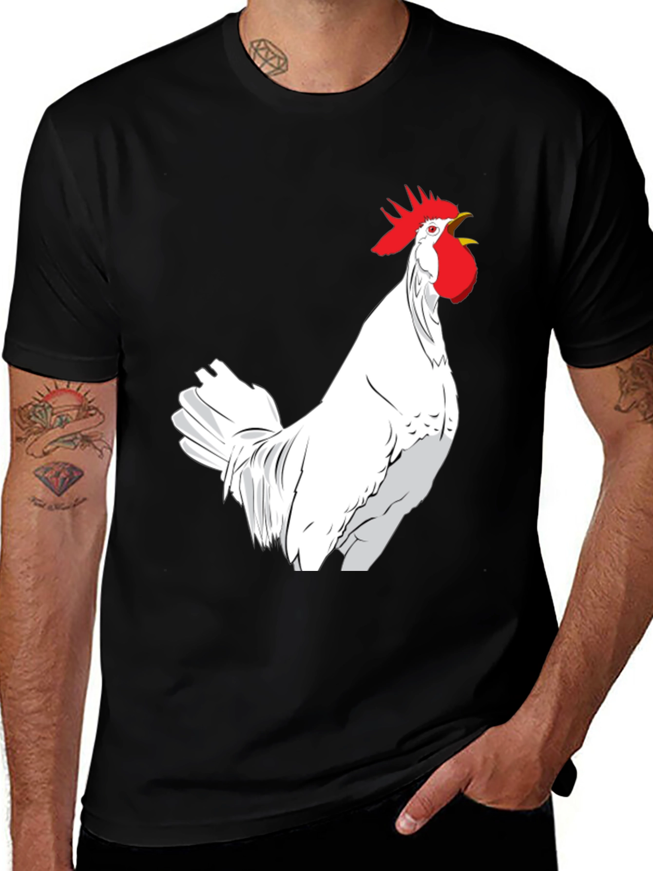 Rooster Graphic Black Tee