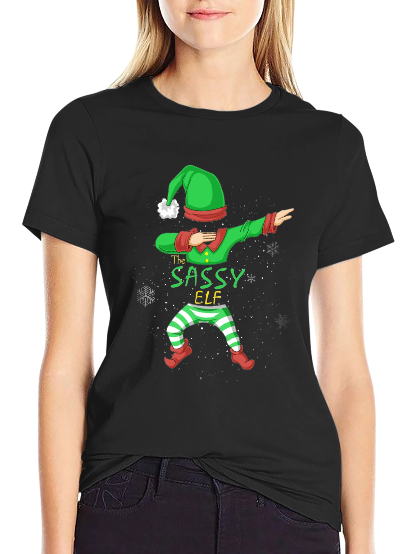 Sassy Elf Dabbing Christmas T-Shirt