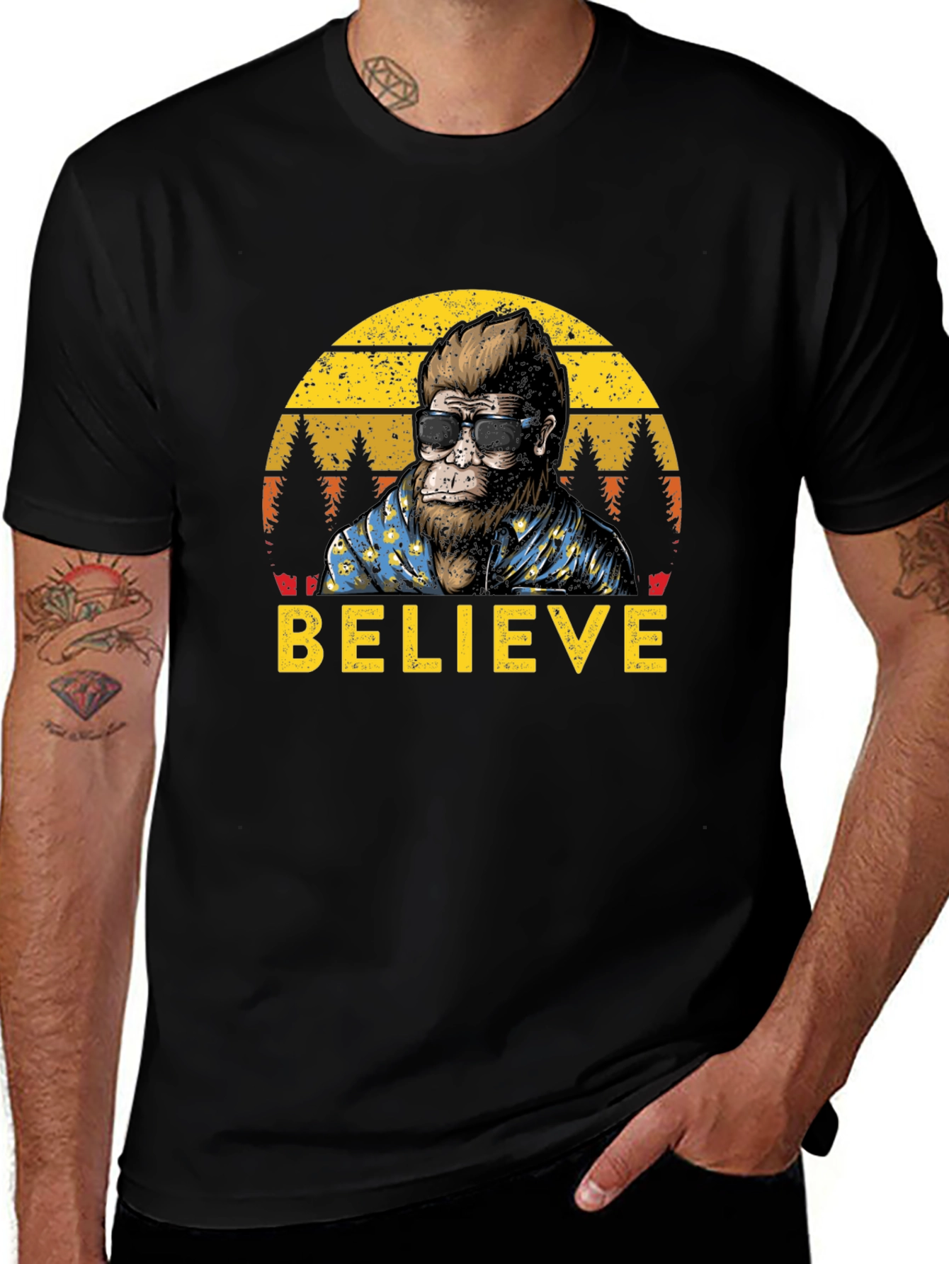 Believe Bigfoot T-Shirt - Retro Sasquatch Tee