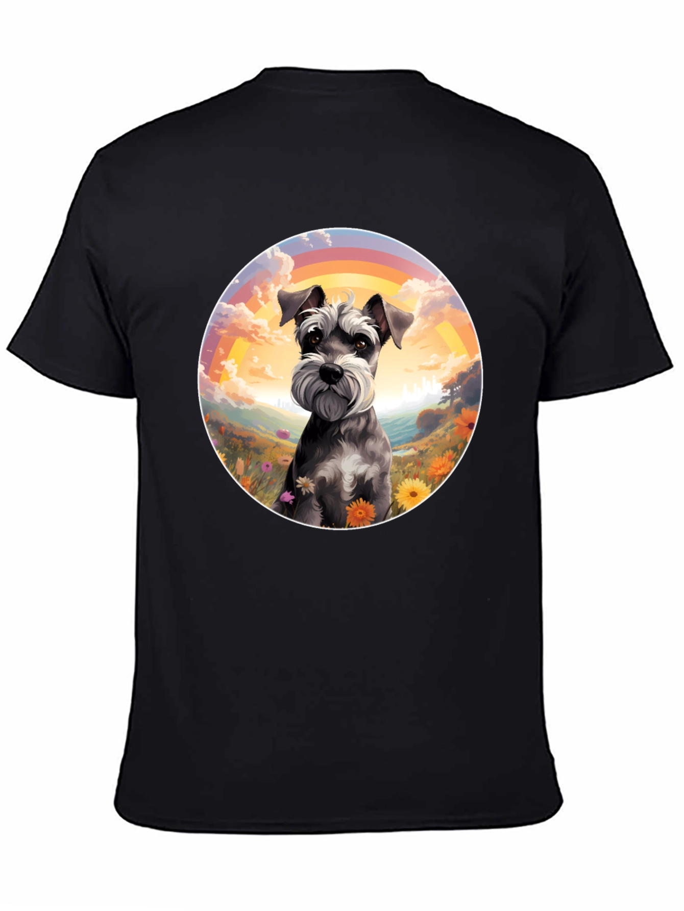 Schnauzer Dog Rainbow Graphic T-Shirt
