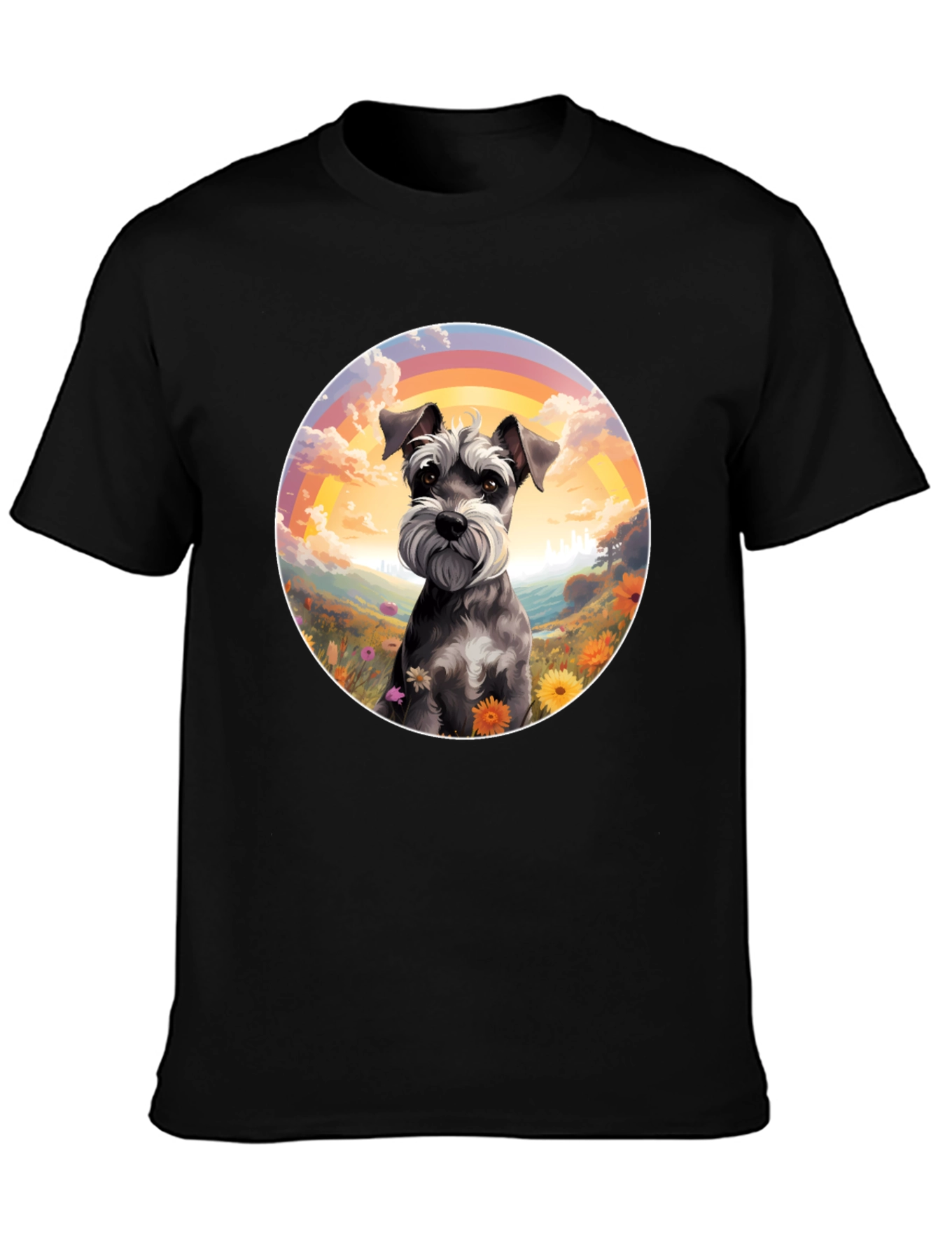 Schnauzer Dog Rainbow Graphic T-Shirt