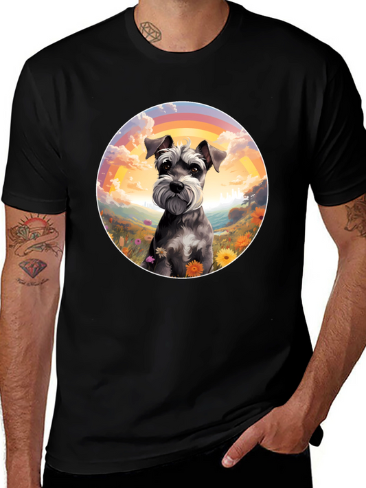 Schnauzer Dog Rainbow Graphic T-Shirt