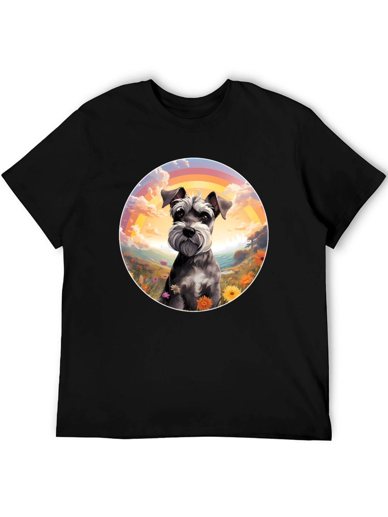 Schnauzer Dog Rainbow Graphic T-Shirt