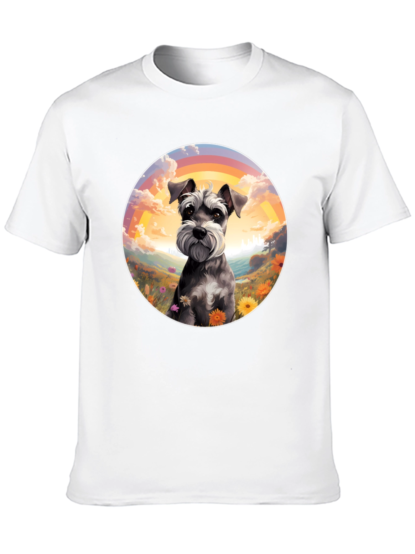 Schnauzer Dog Rainbow Graphic T-Shirt
