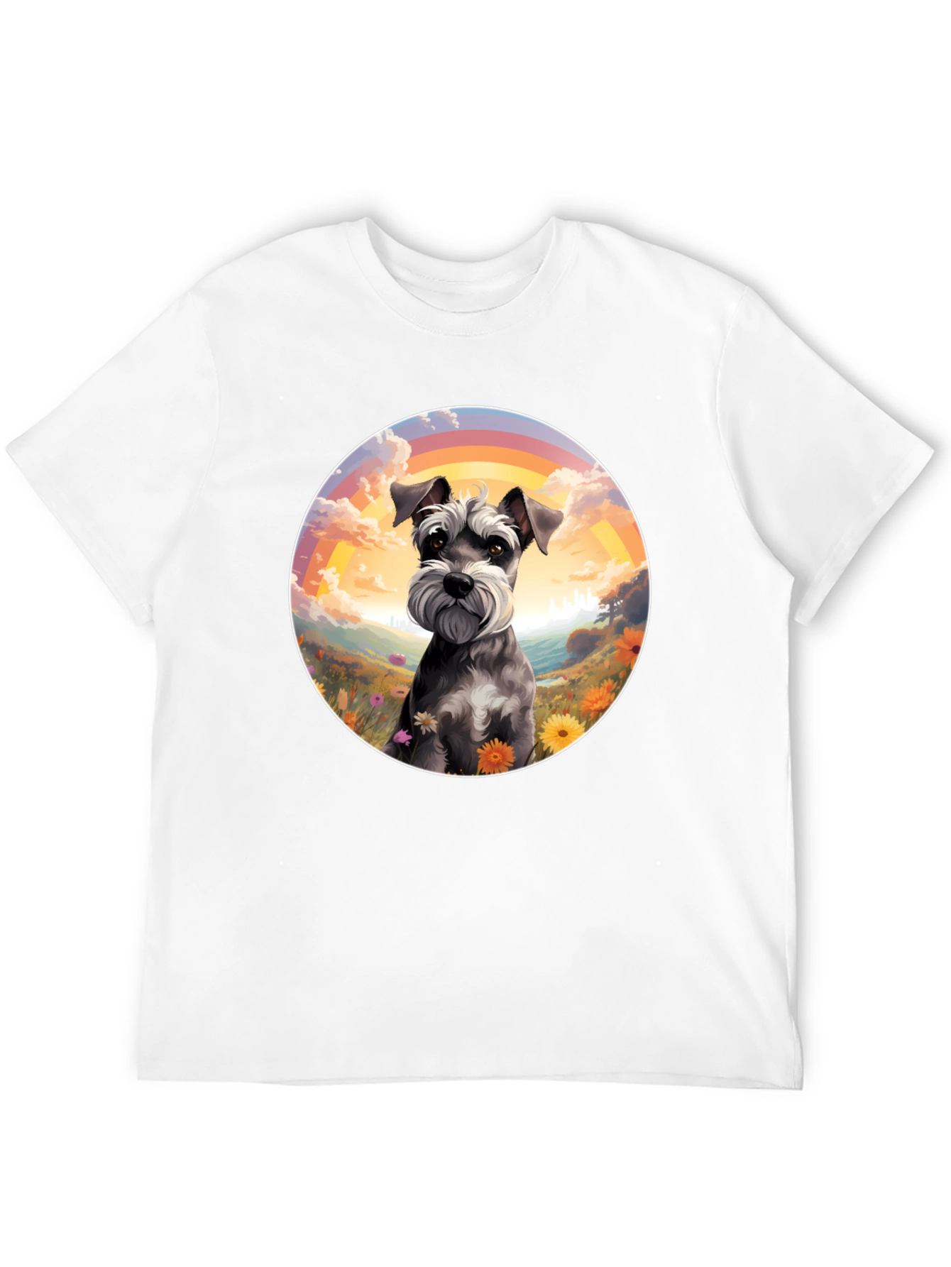 Schnauzer Dog Rainbow Graphic T-Shirt
