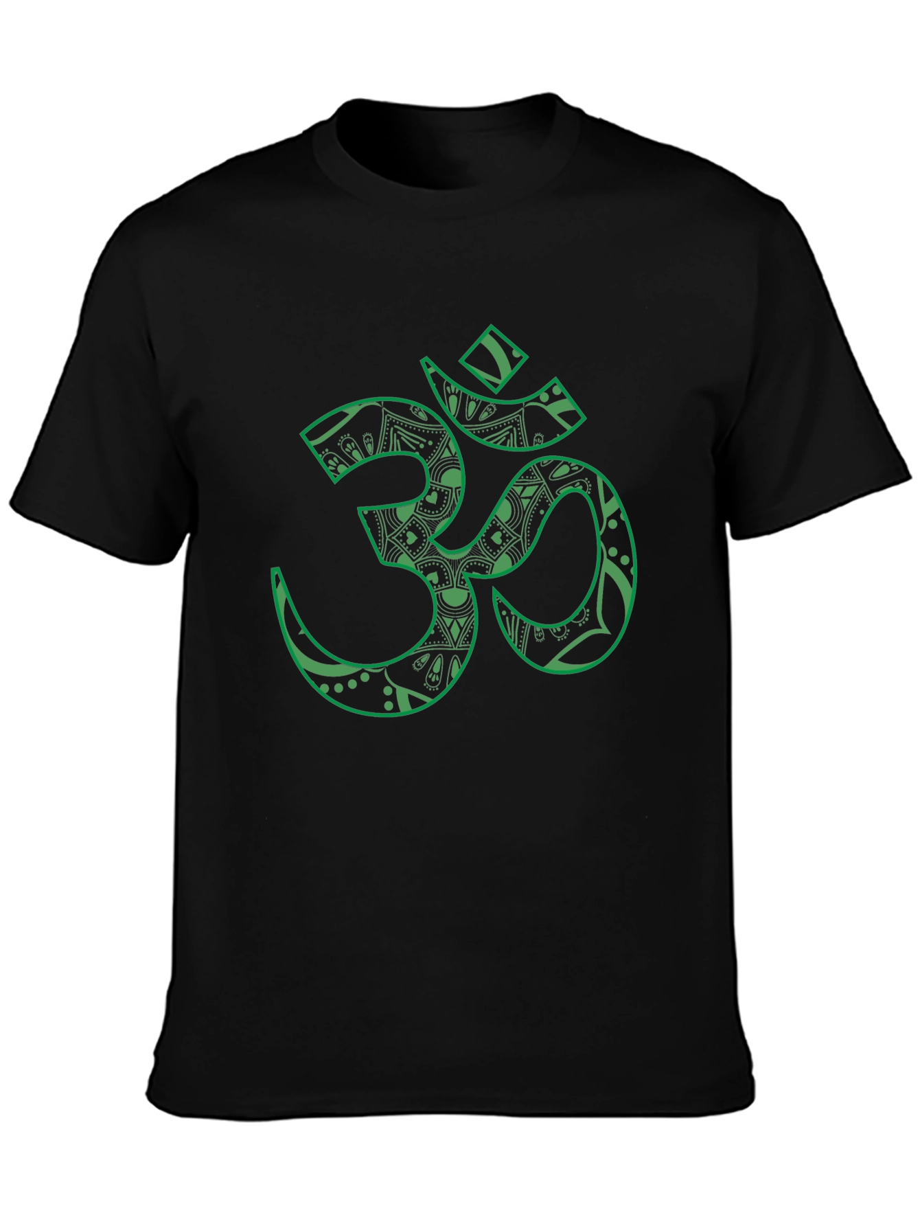 Om Symbol T-Shirt - Black with Green Print