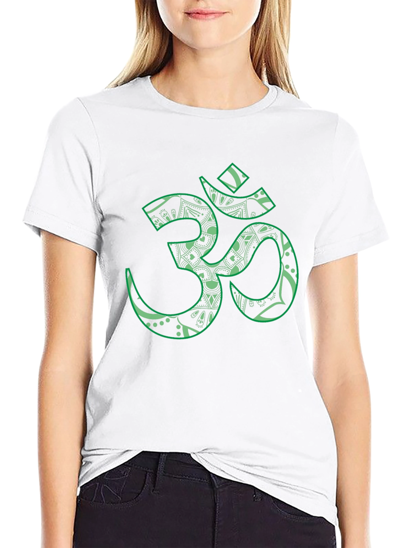 Om Symbol T-Shirt - Black with Green Print