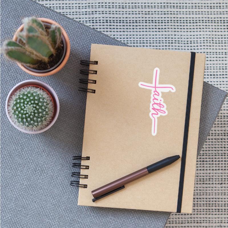 Faith Cross Pink Cursive Script
