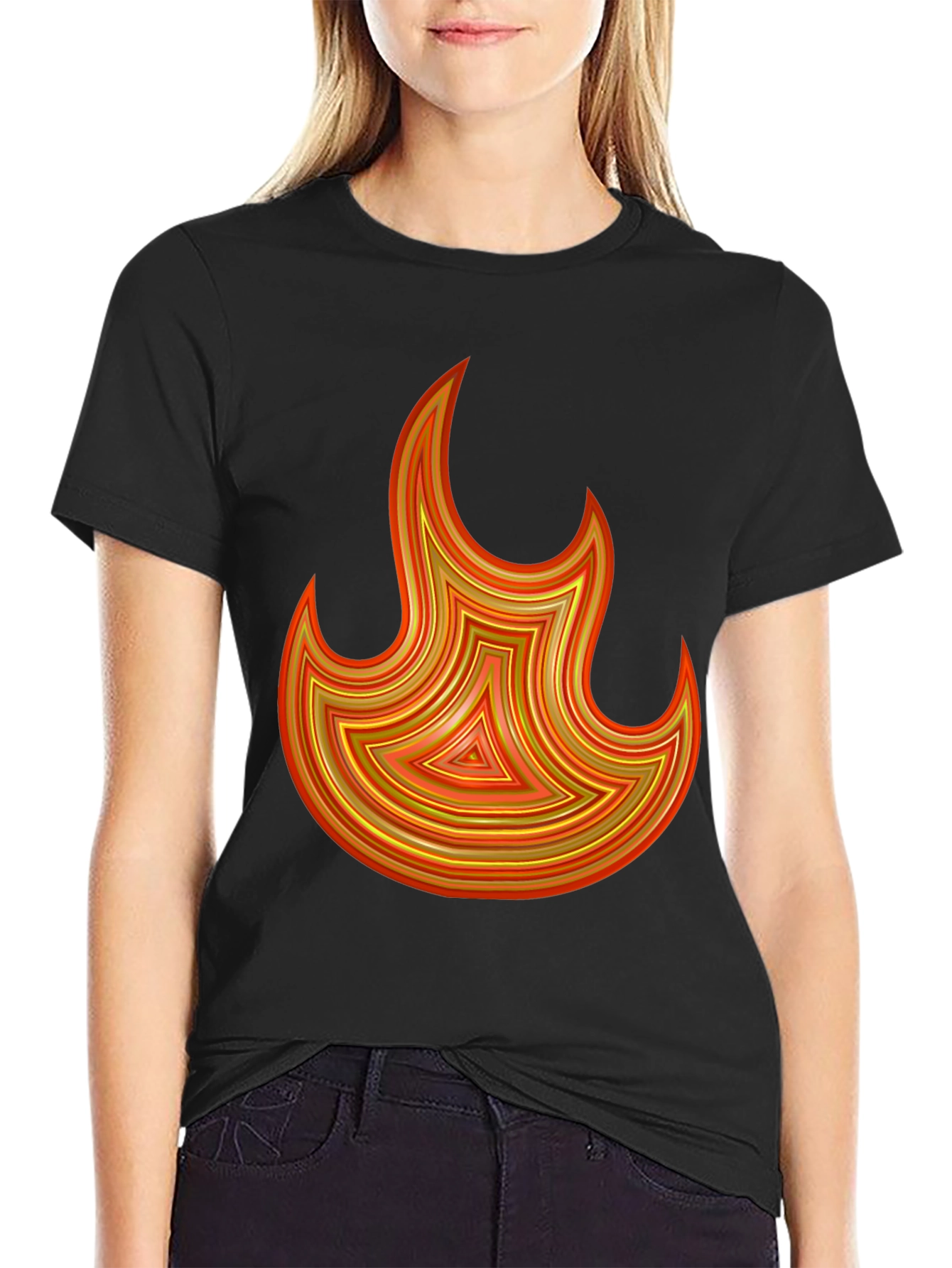 Fiery Flame Graphic Tee - Bold Black T-Shirt