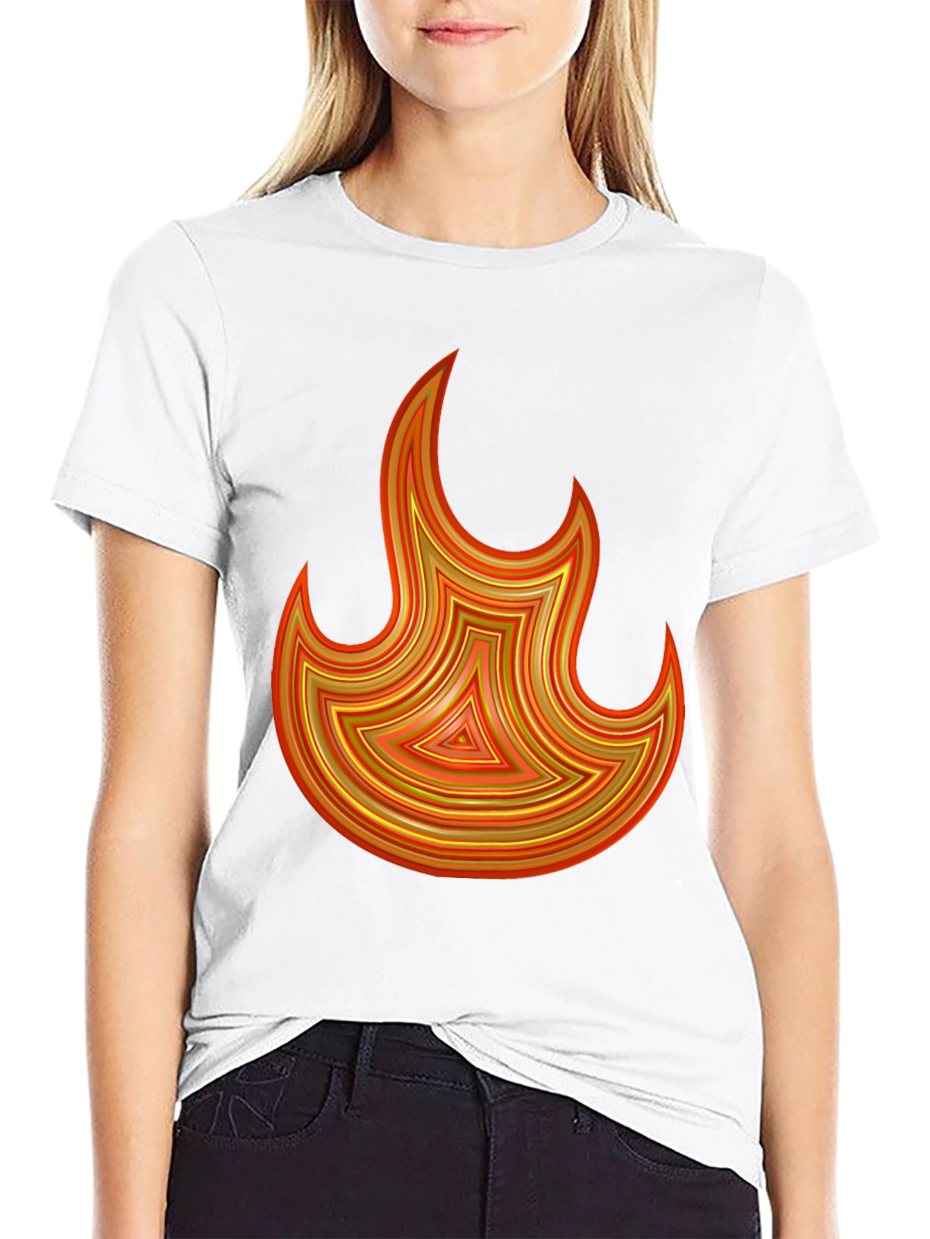 Fiery Flame Graphic Tee - Bold Black T-Shirt