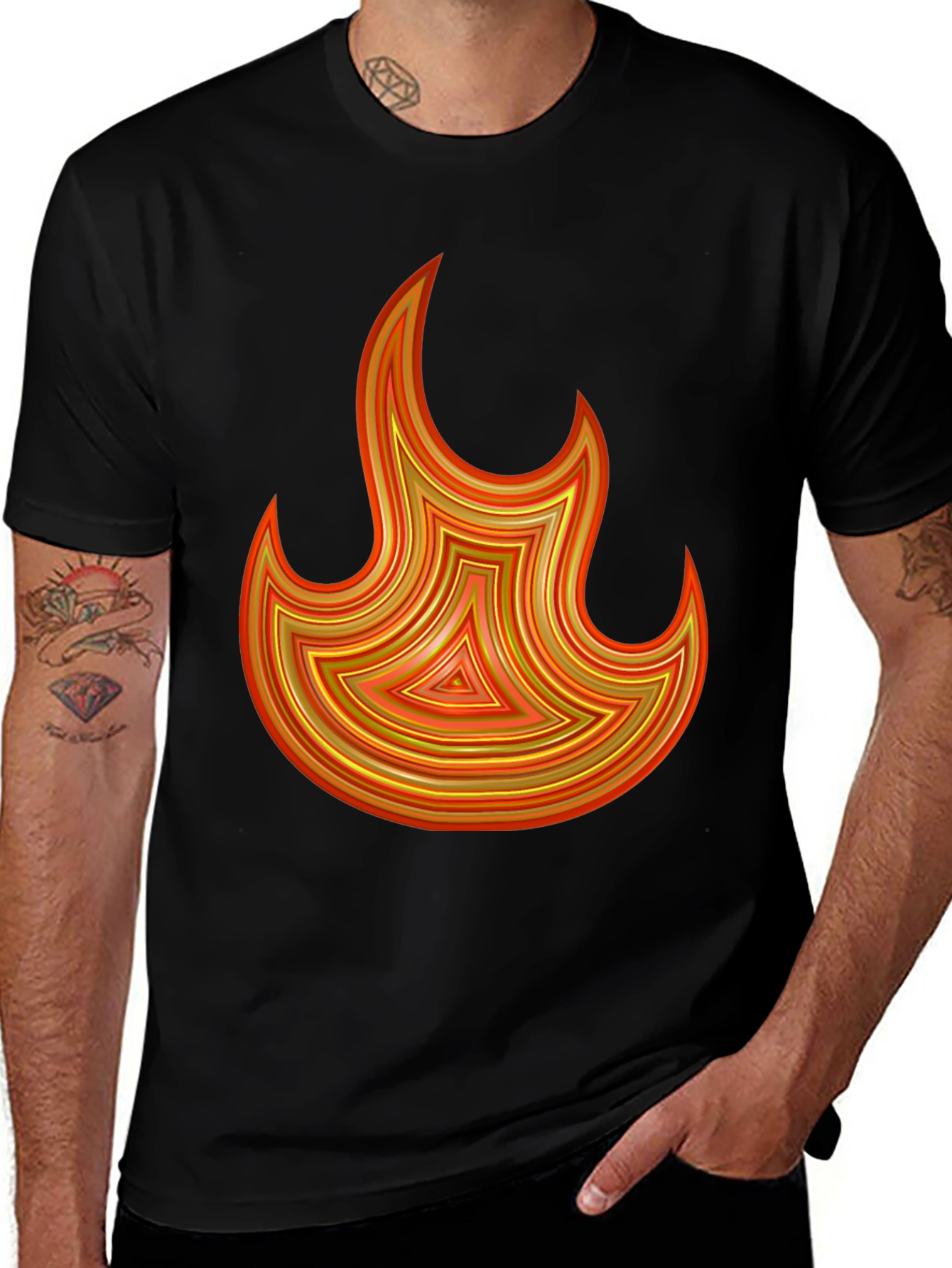 Fiery Flame Graphic Tee - Bold Black T-Shirt