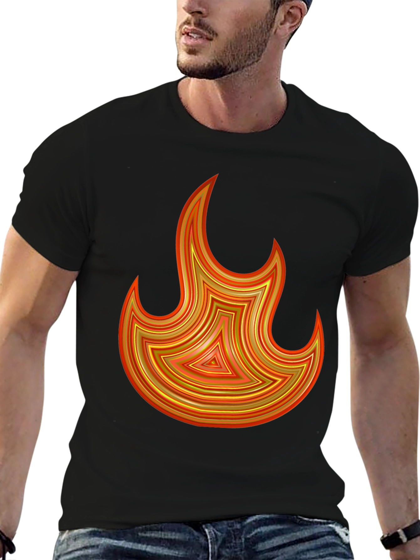 Fiery Flame Graphic Tee - Bold Black T-Shirt