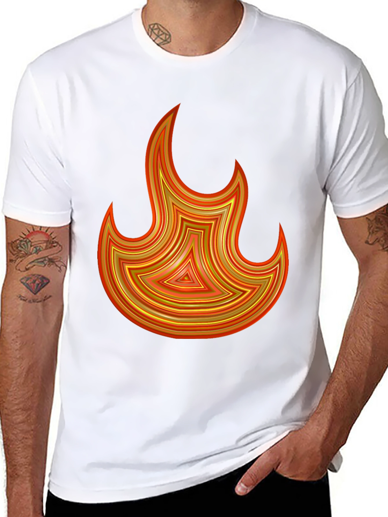 Fiery Flame Graphic Tee - Bold Black T-Shirt