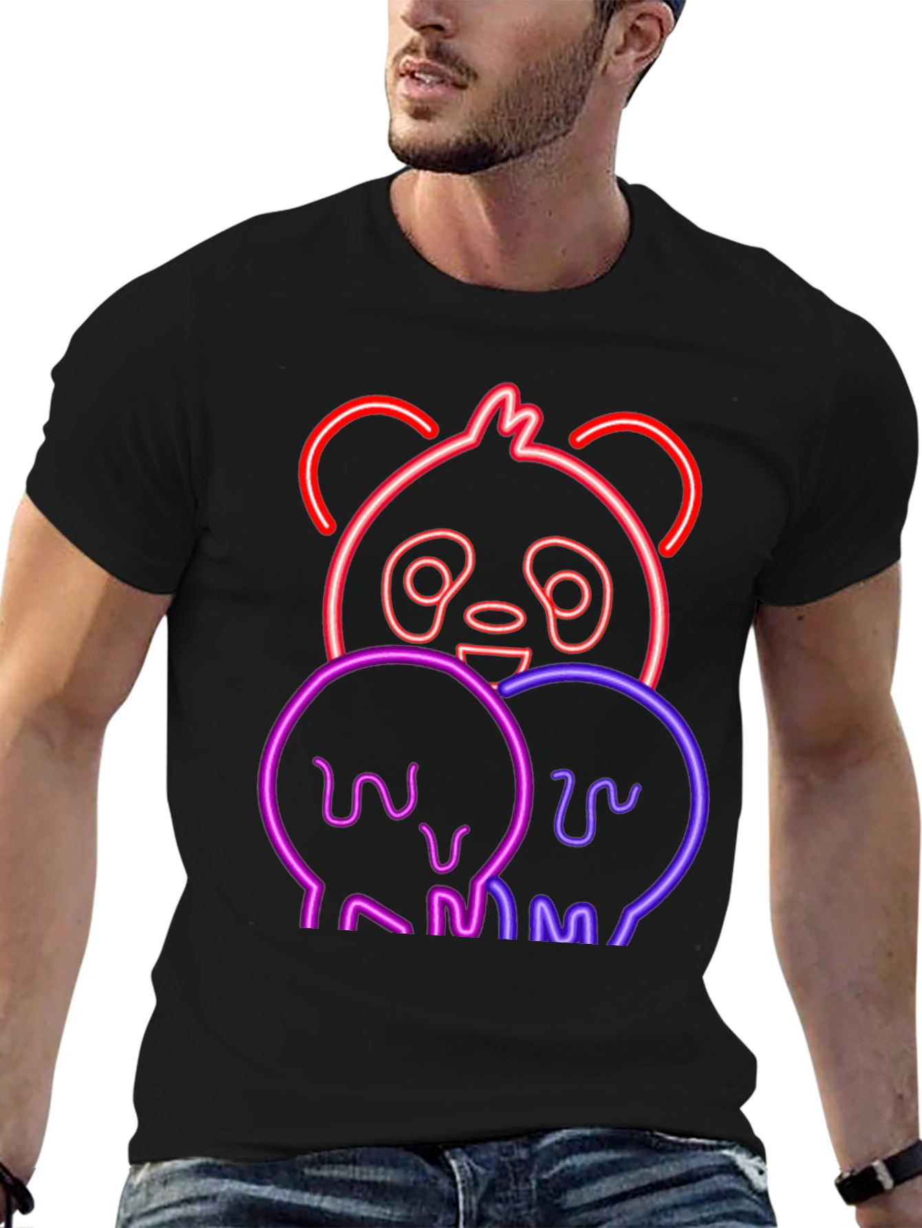 Neon Panda Black T-Shirt