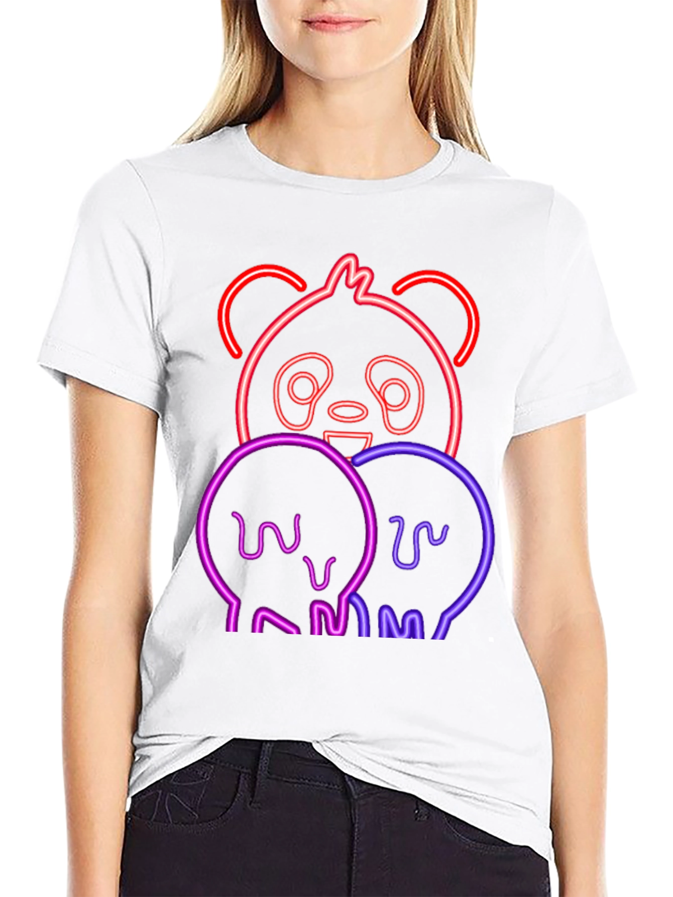 Neon Panda Black T-Shirt