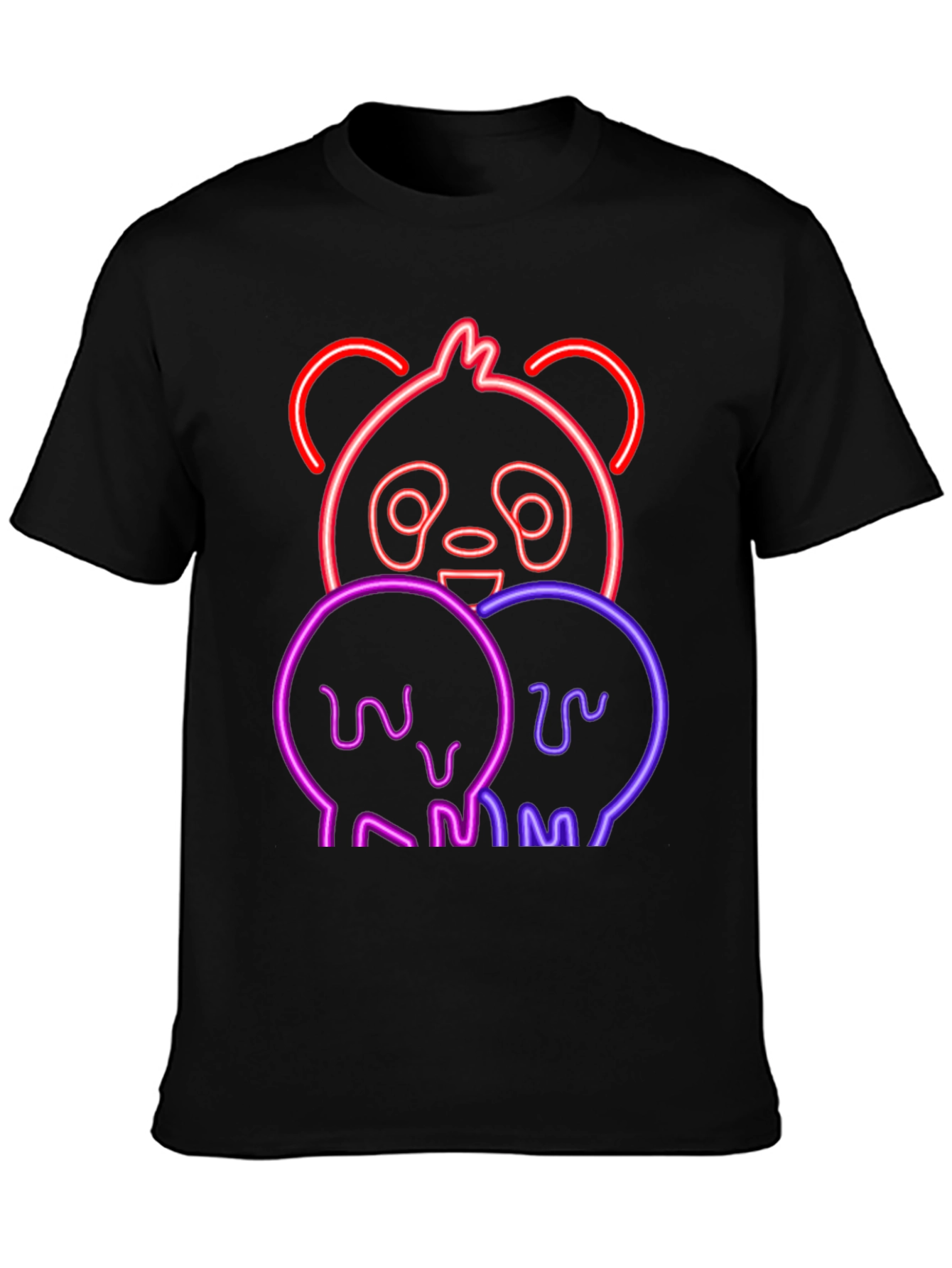 Neon Panda Black T-Shirt