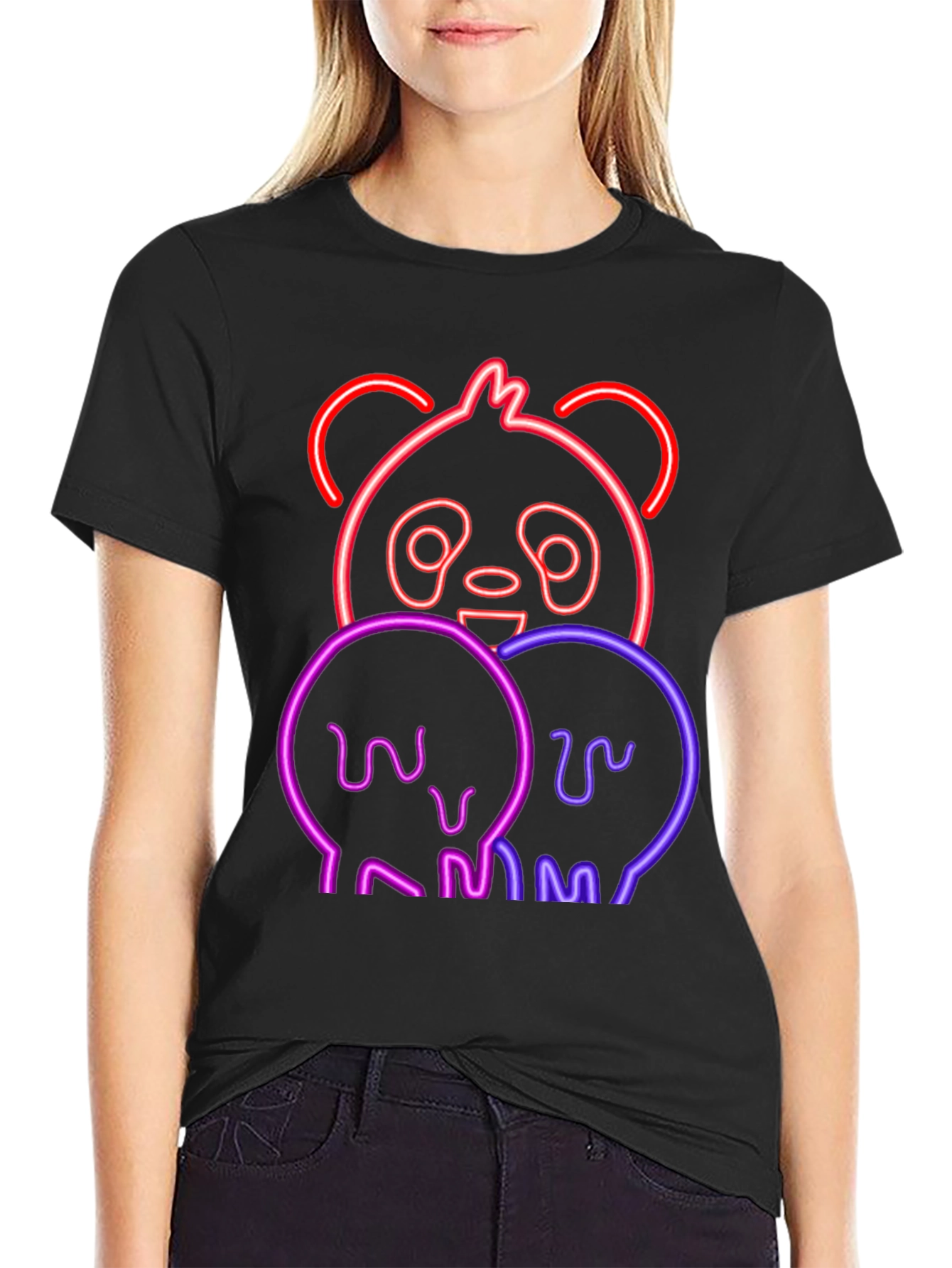 Neon Panda Black T-Shirt