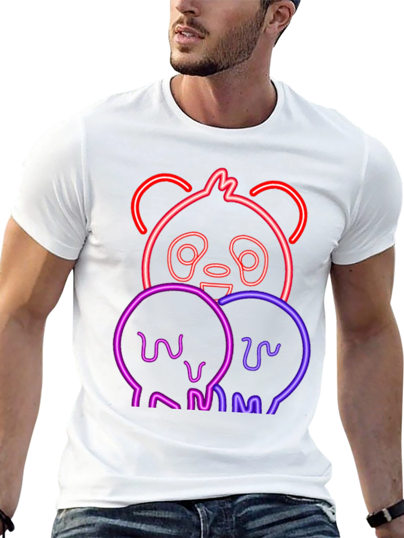Neon Panda Black T-Shirt