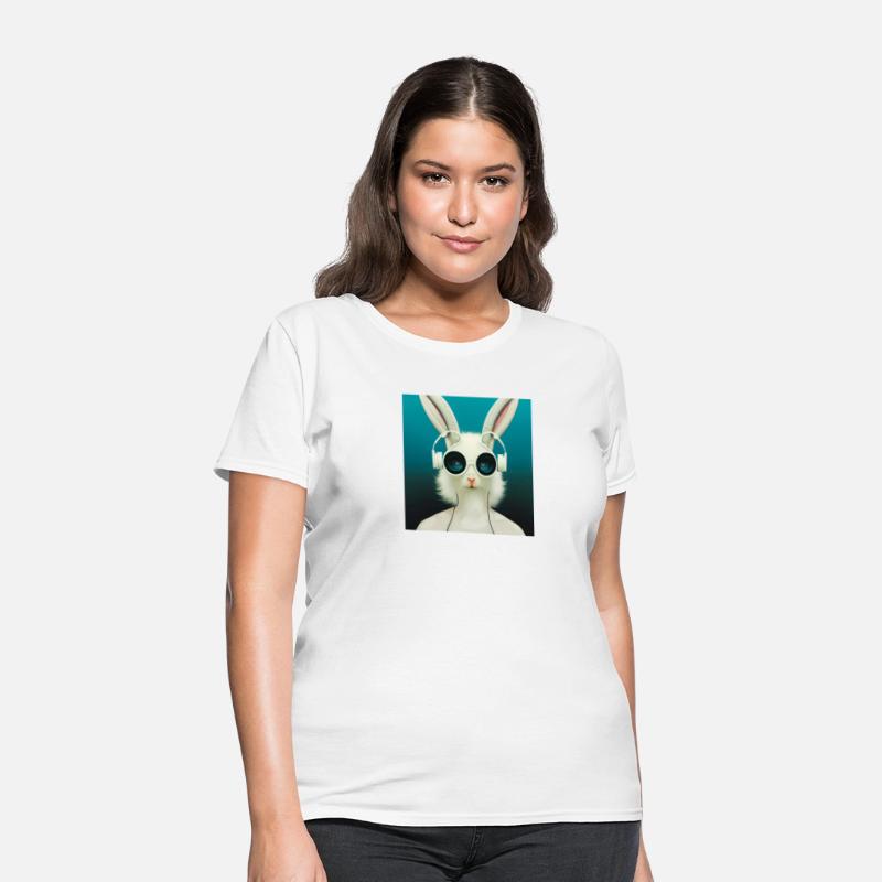 FEMALE RABBIT LISTENING TO MUSIC MY HEADPHONE