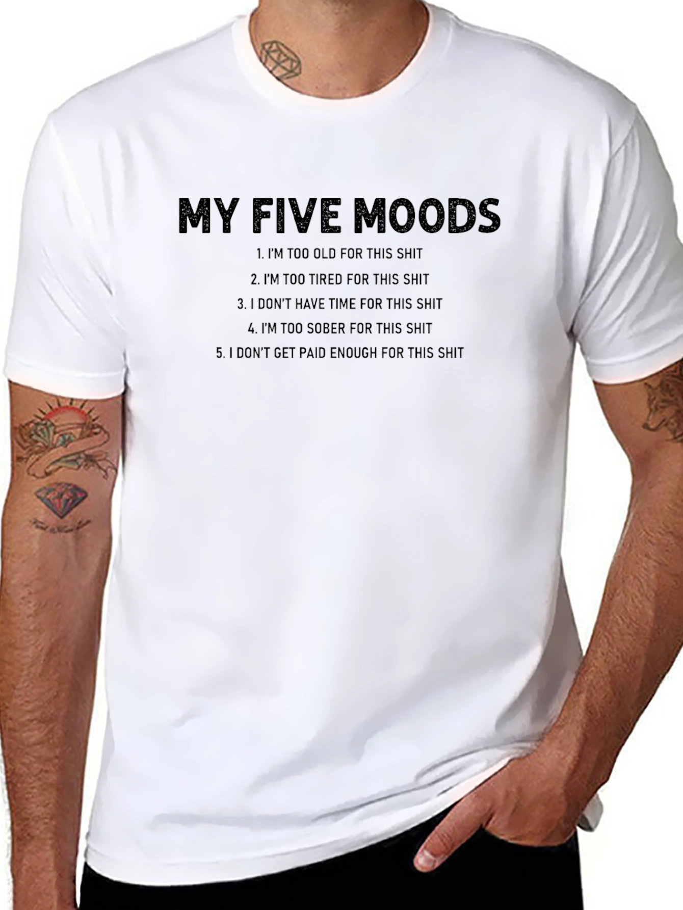 My Five Moods Graphic Tee - Black Novelty T-Shirt