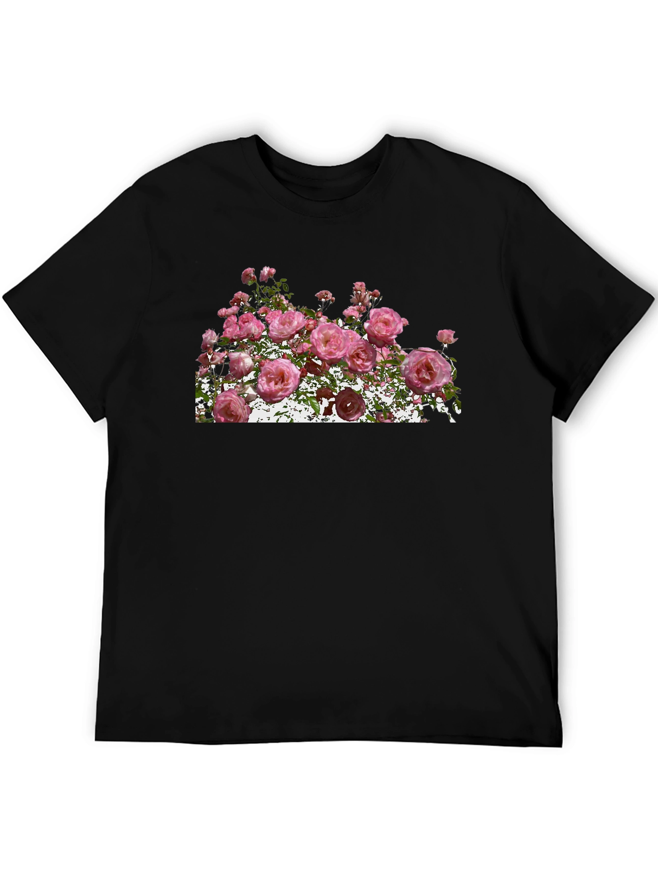Floral Rose Graphic Black T-Shirt