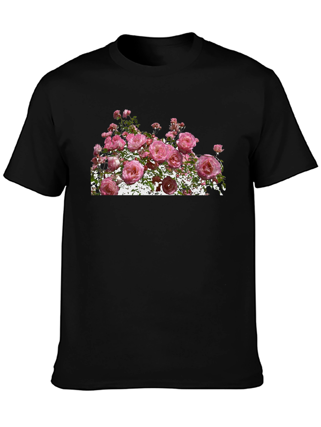 Floral Rose Graphic Black T-Shirt