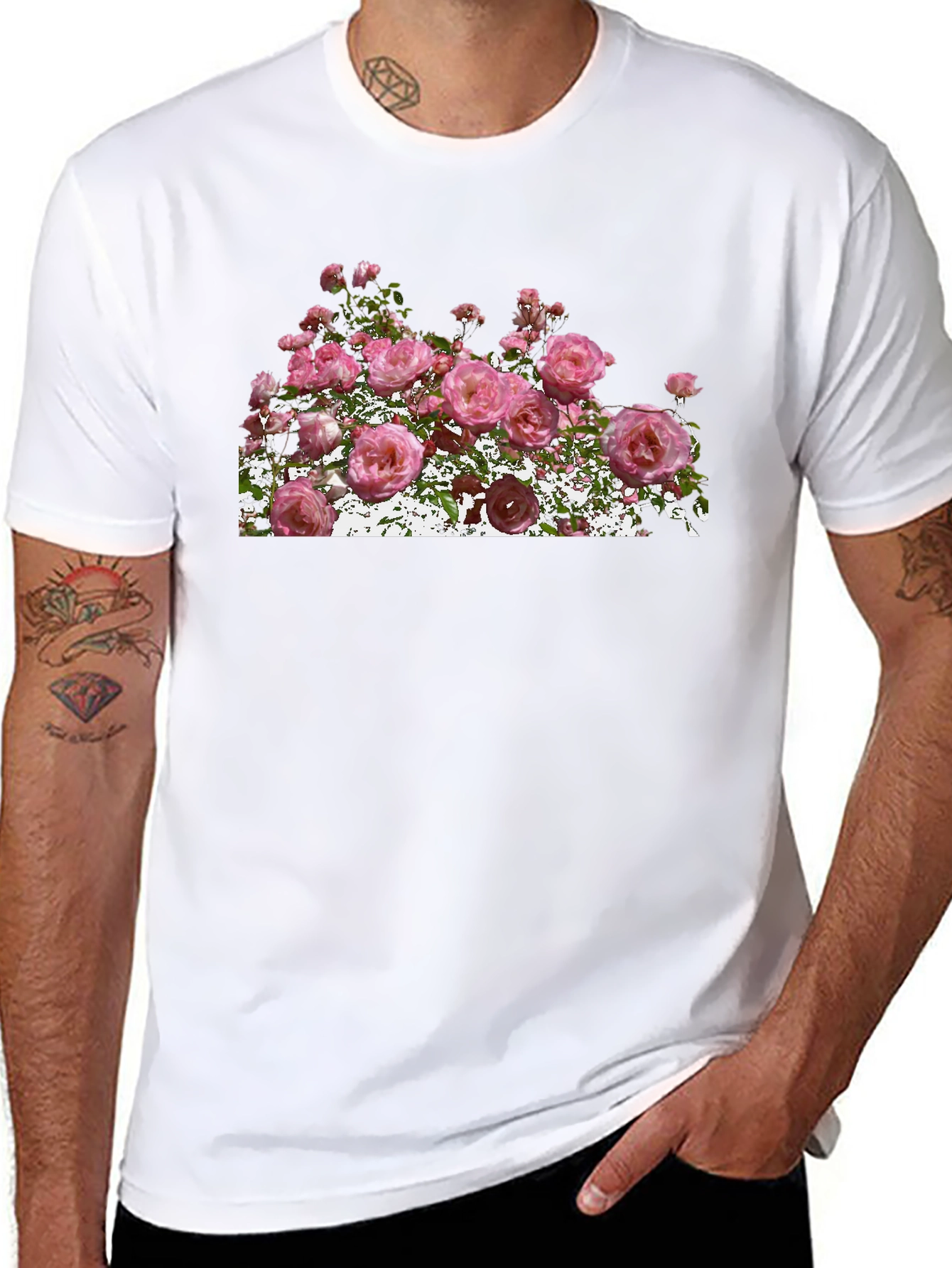 Floral Rose Graphic Black T-Shirt