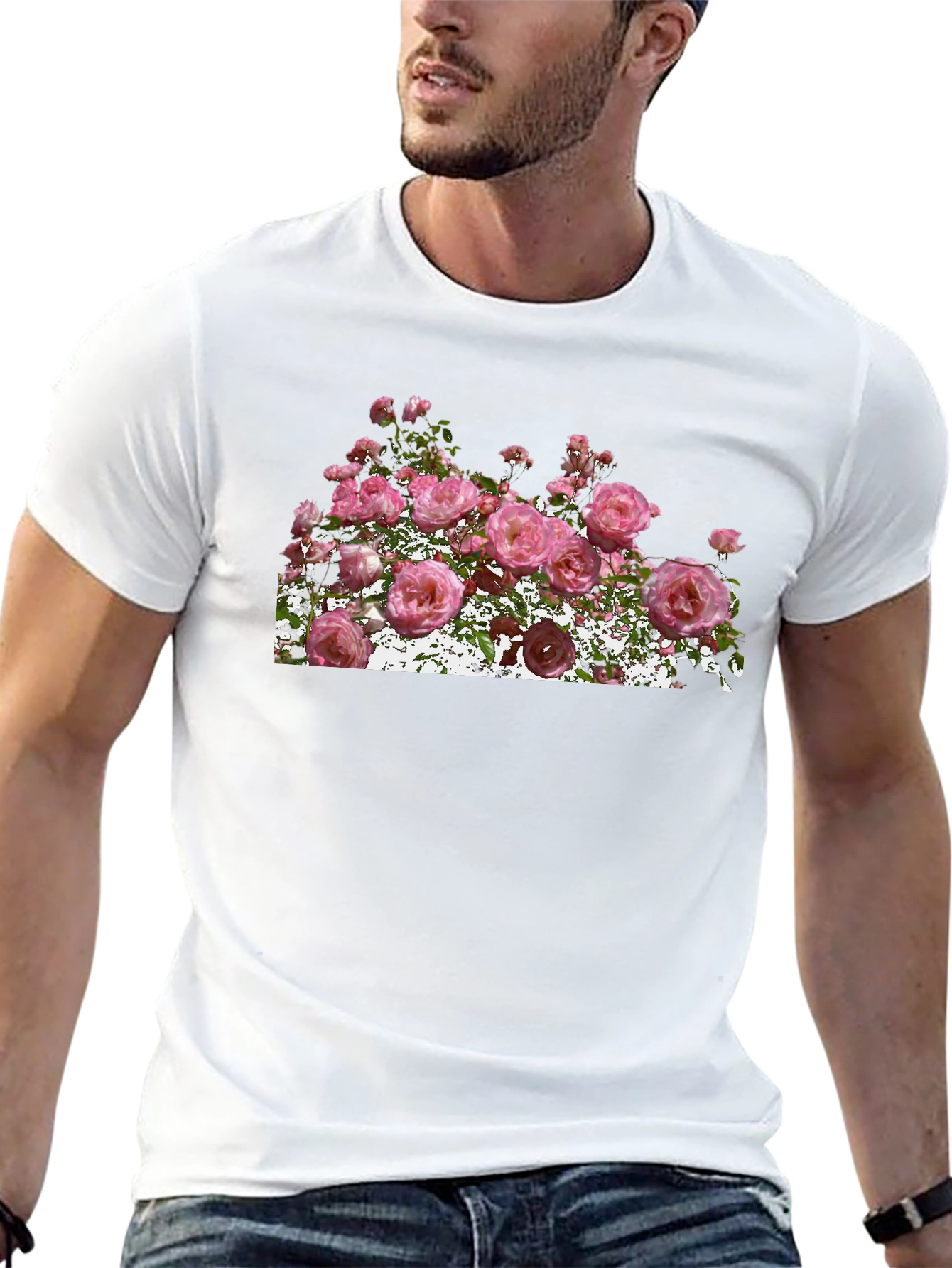 Floral Rose Graphic Black T-Shirt