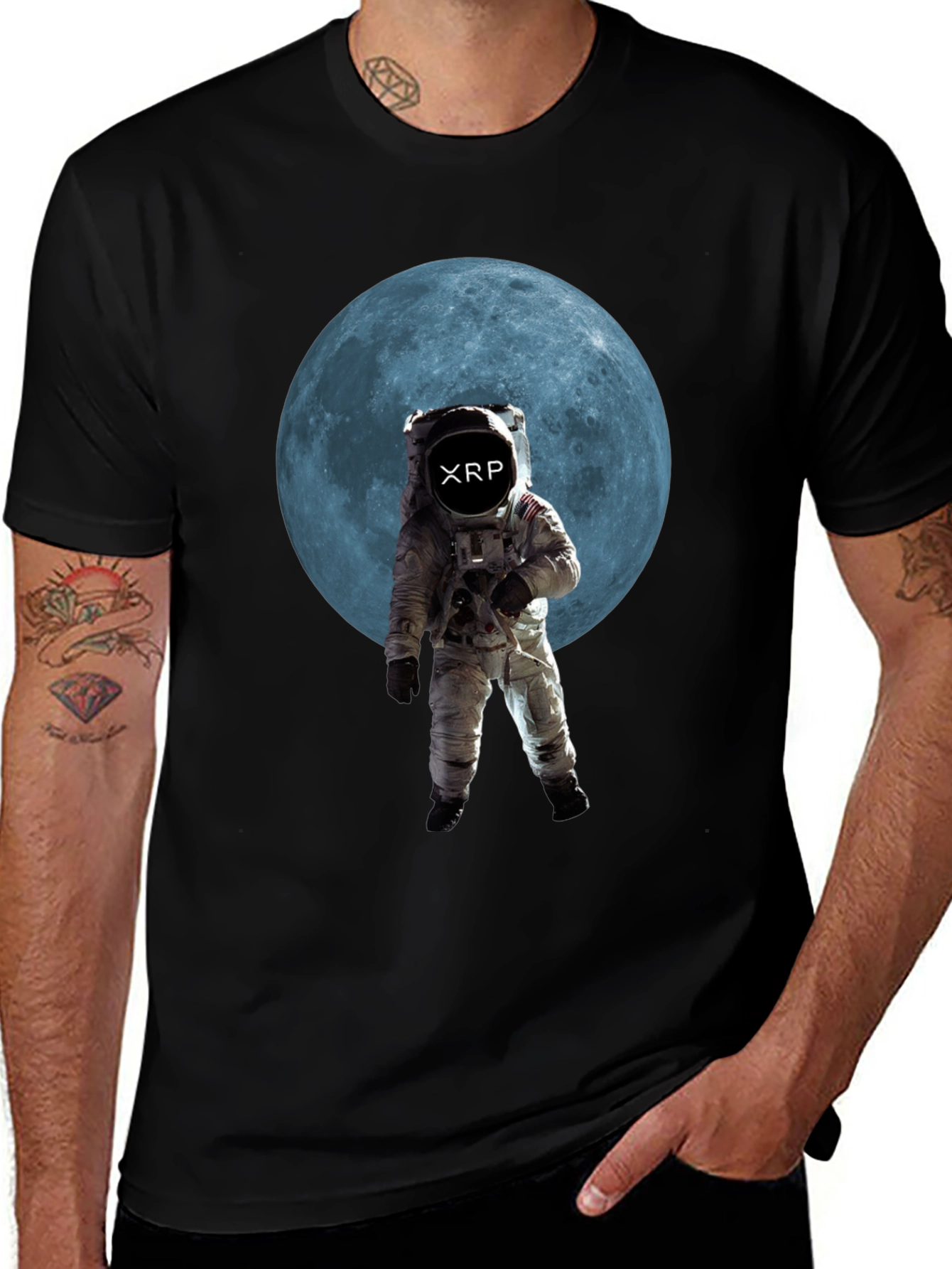 Astronaut Moon XRP Black T-Shirt