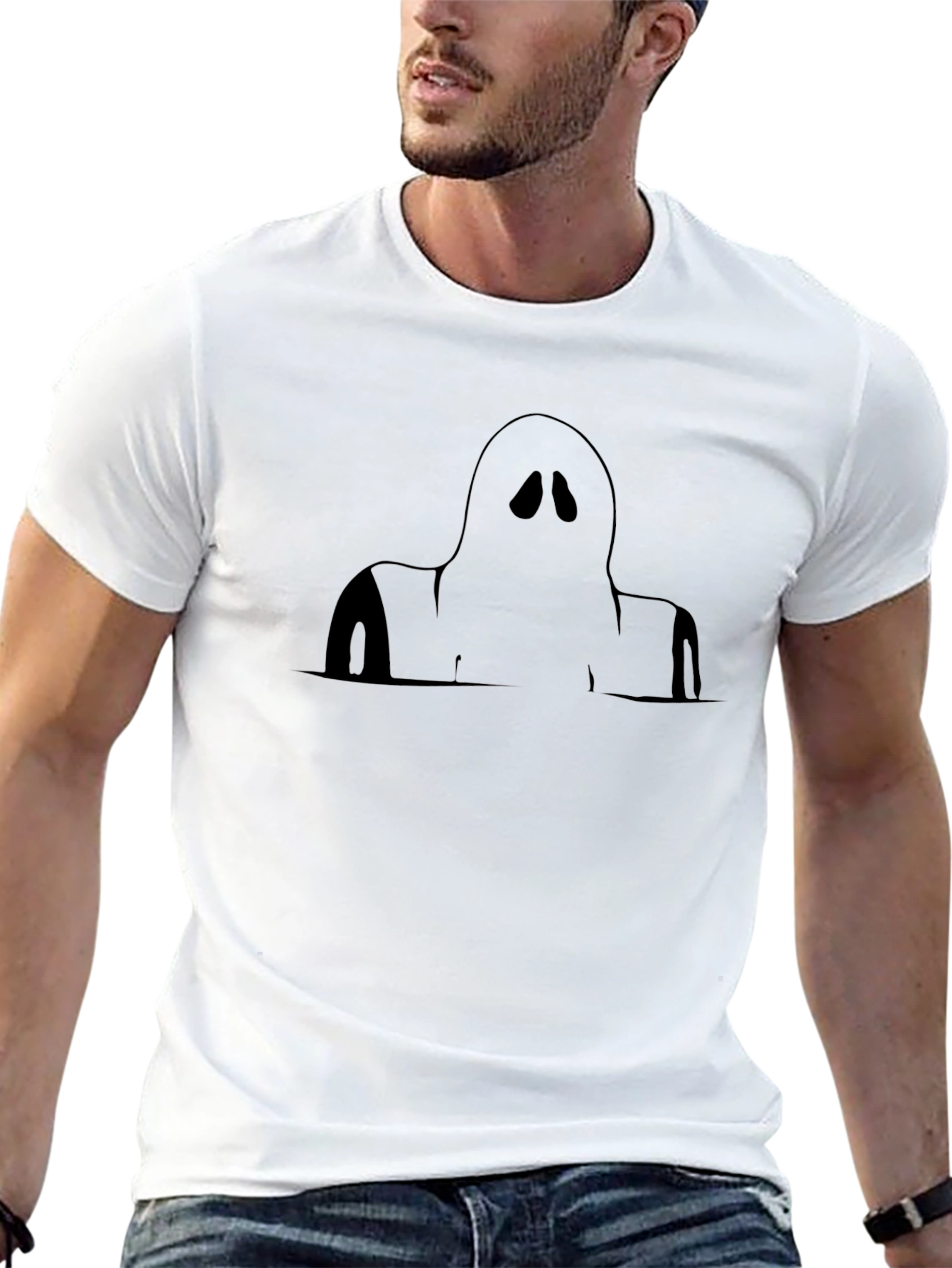 Spooky Ghost Graphic Tee - Black