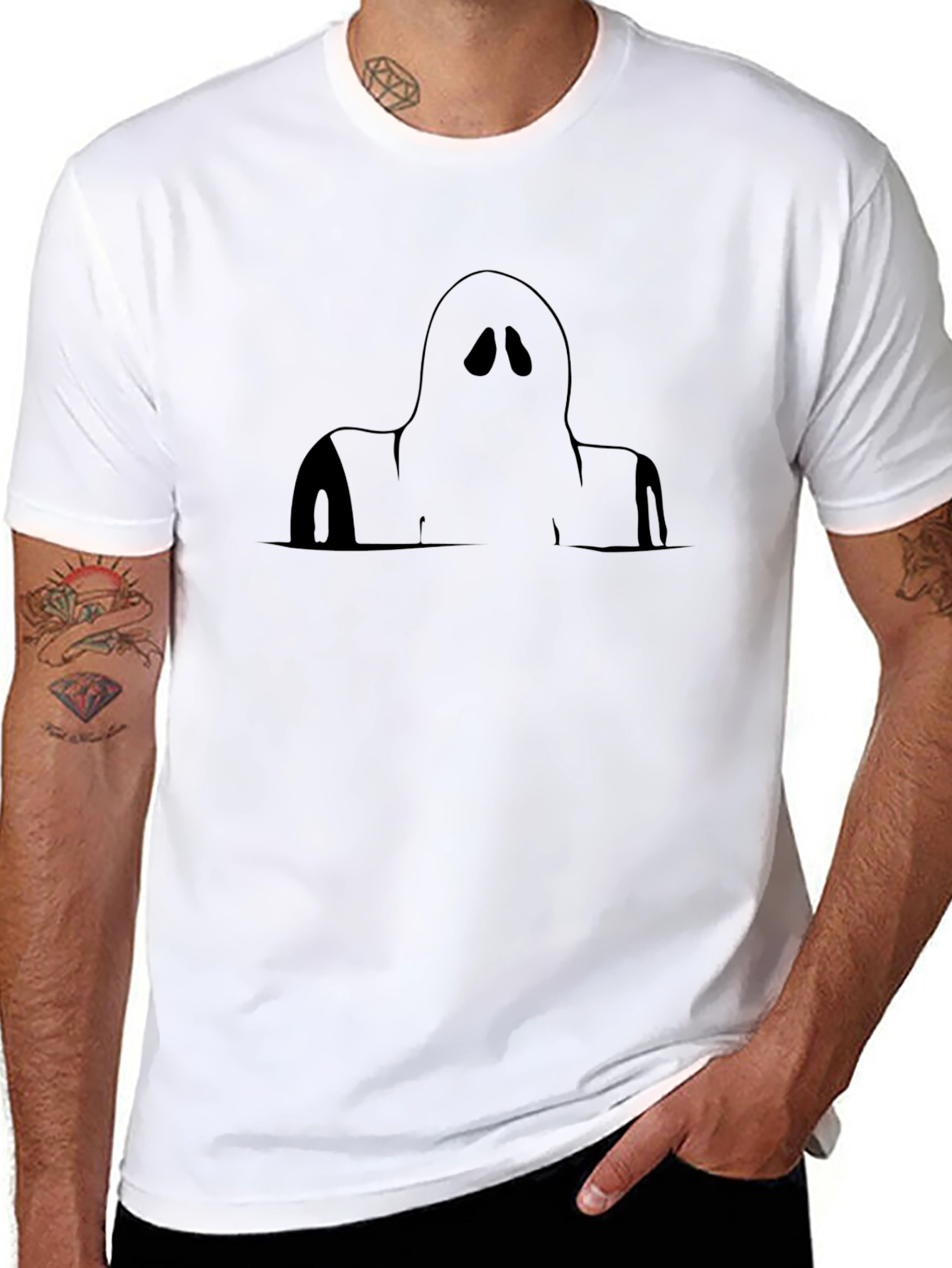 Spooky Ghost Graphic Tee - Black