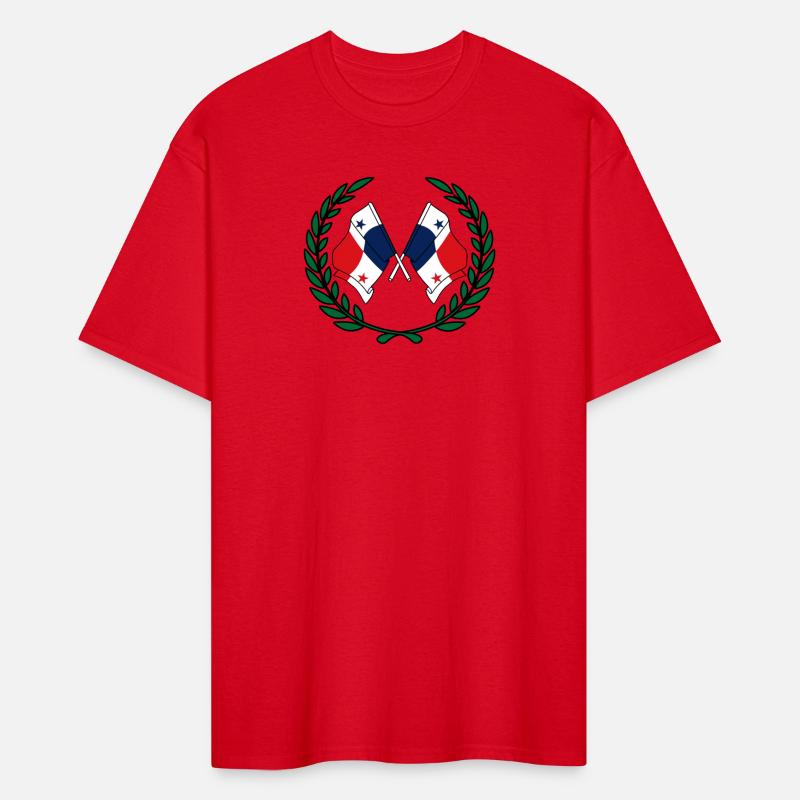 Flags Panama in laurel wreath