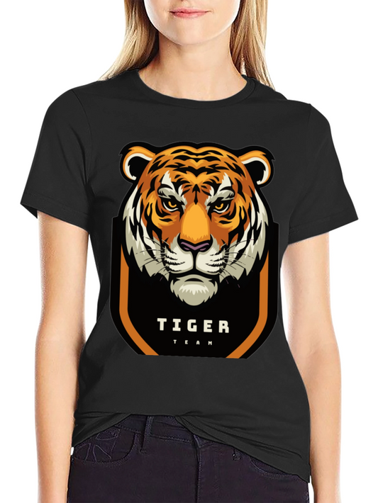 Tiger Team Graphic Print Black T-Shirt