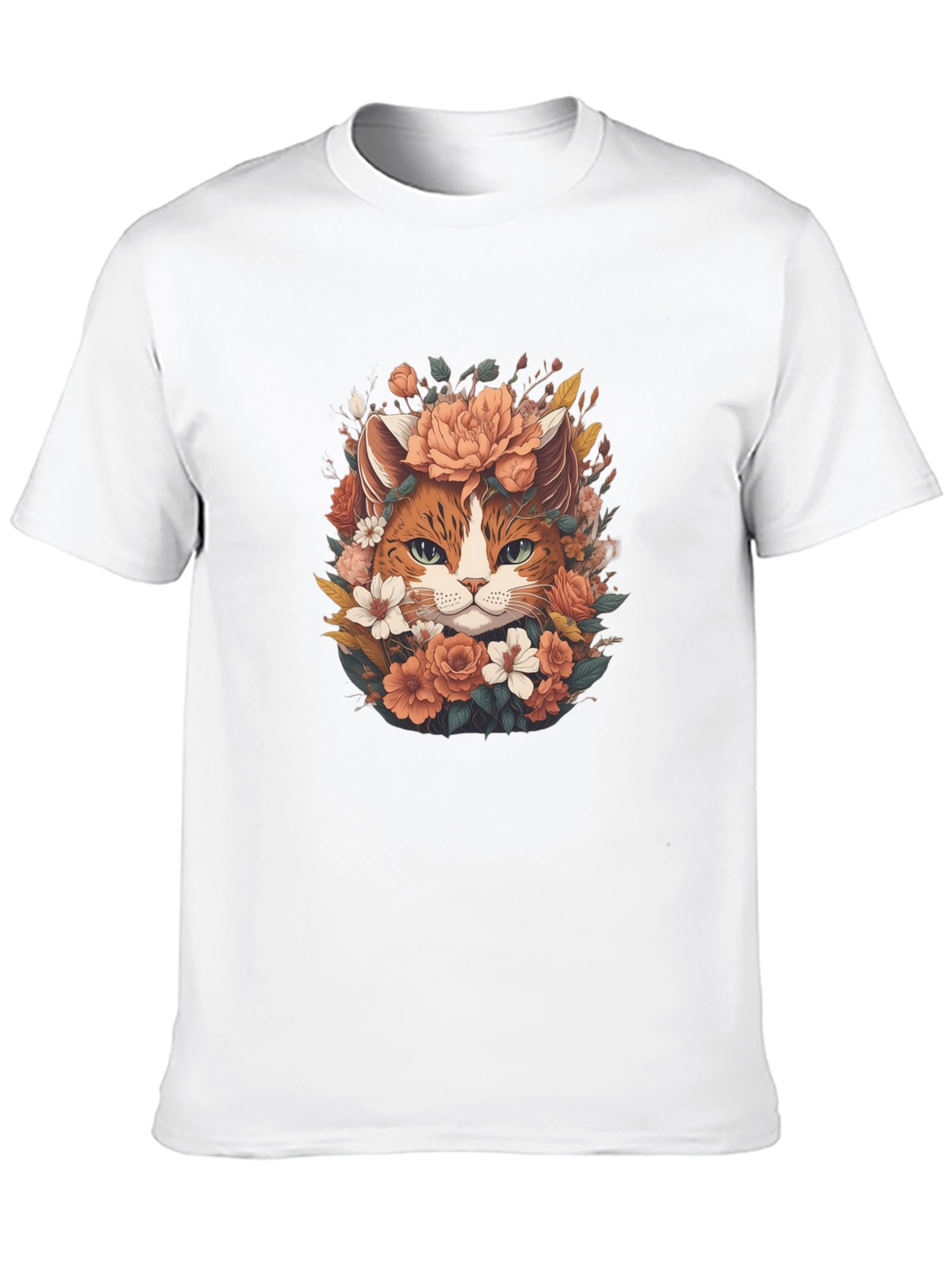 Floral Cat T-Shirt - Unique Graphic Tee